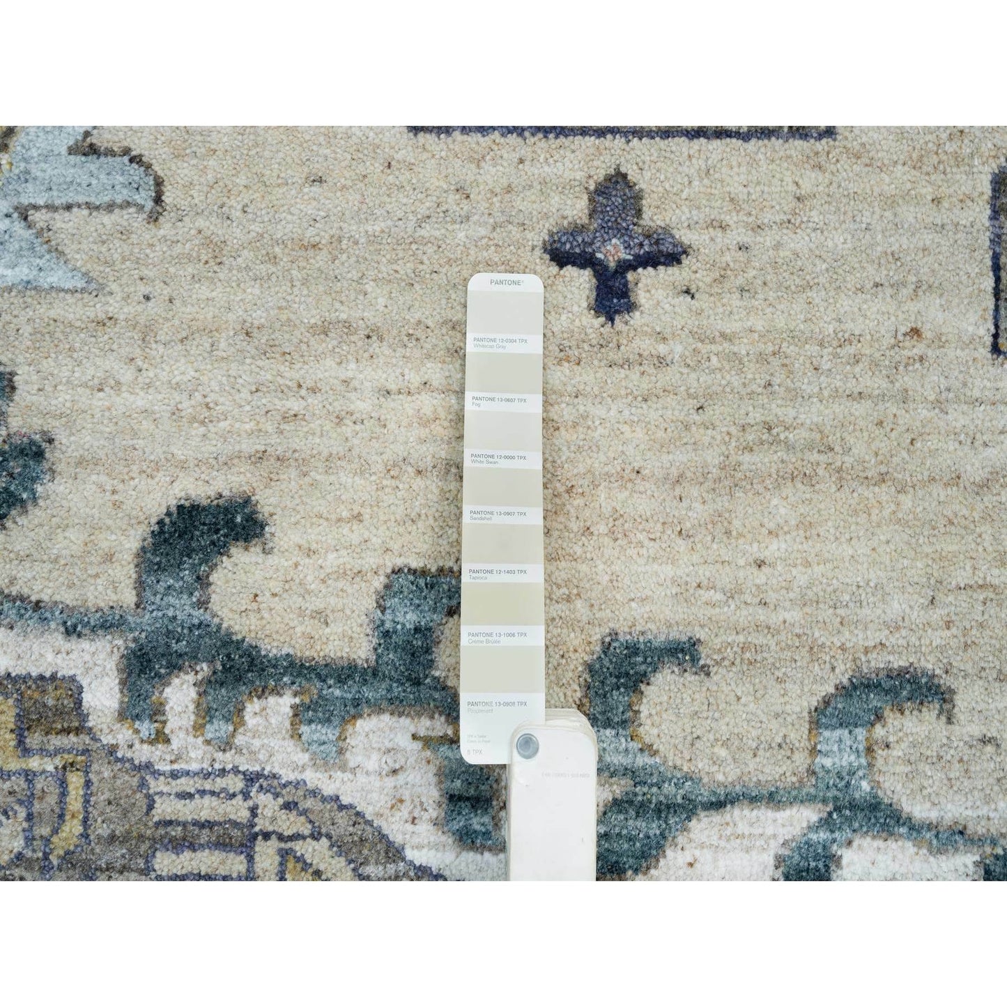 13'10"X16'2" Ivory Reimagined Viss Design Wool Hand Knotted Oversized Rug