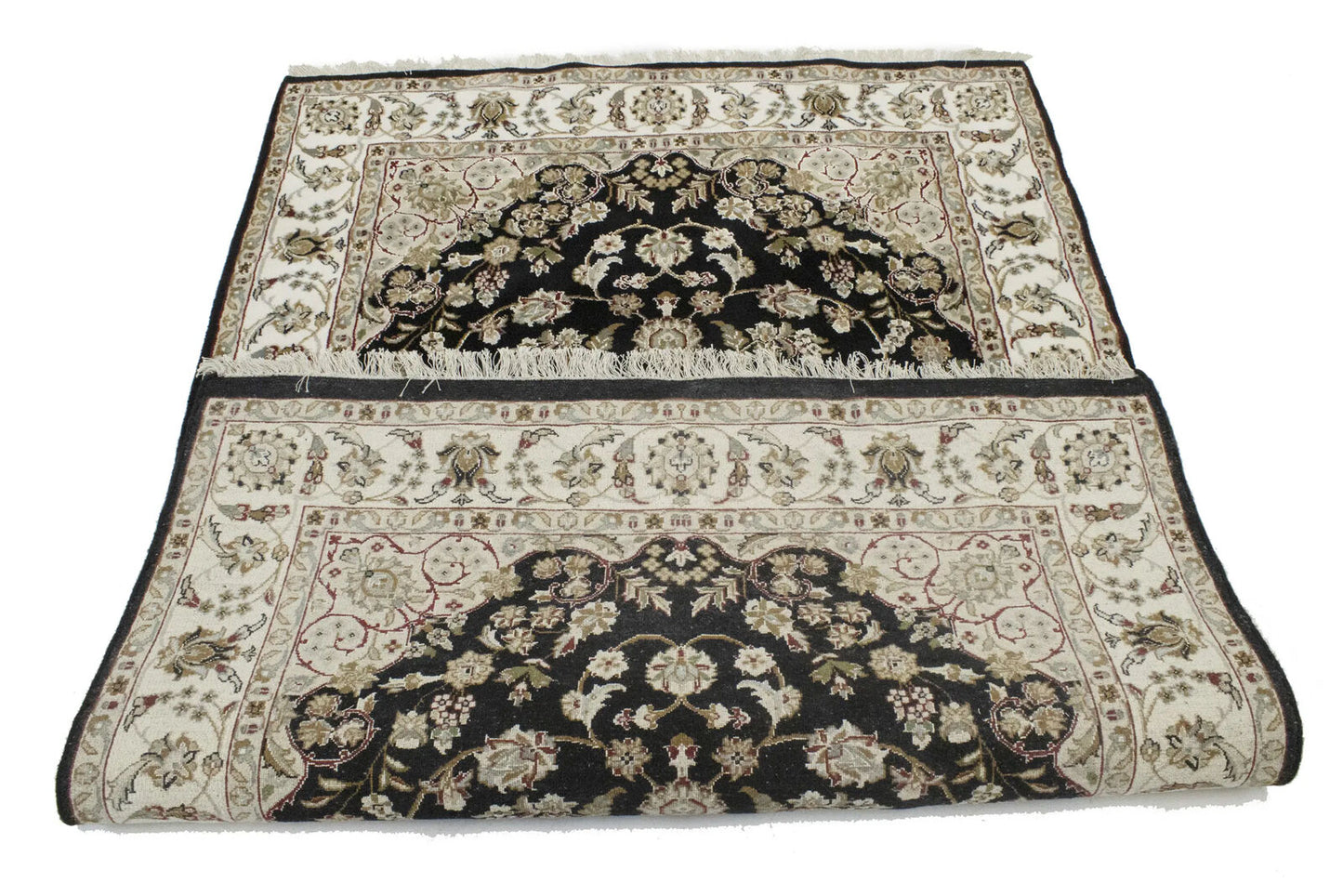 Handmade Indo-Nain Oriental Area Rug Floral