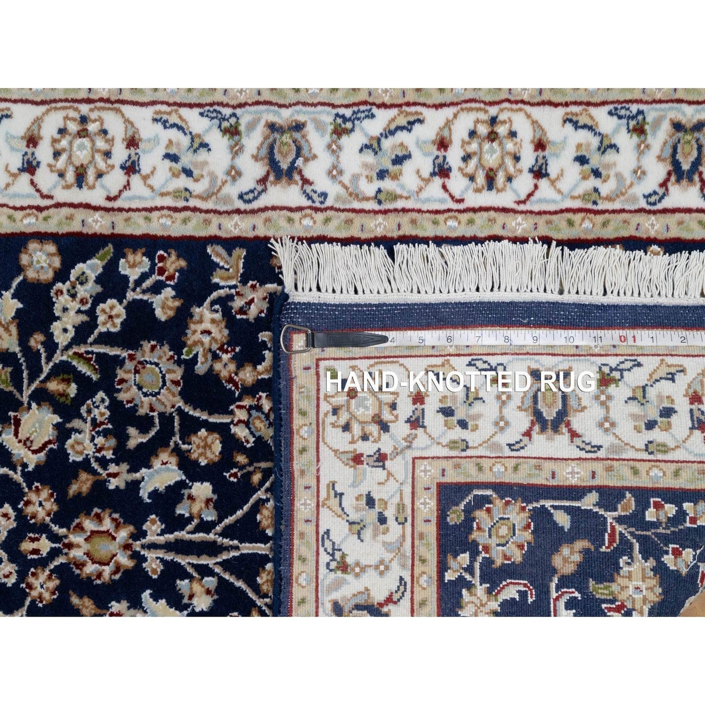 2'8"X18' Midnight Blue Nain Wool & Silk 250 Kpsi Hand Knotted Runner Rug