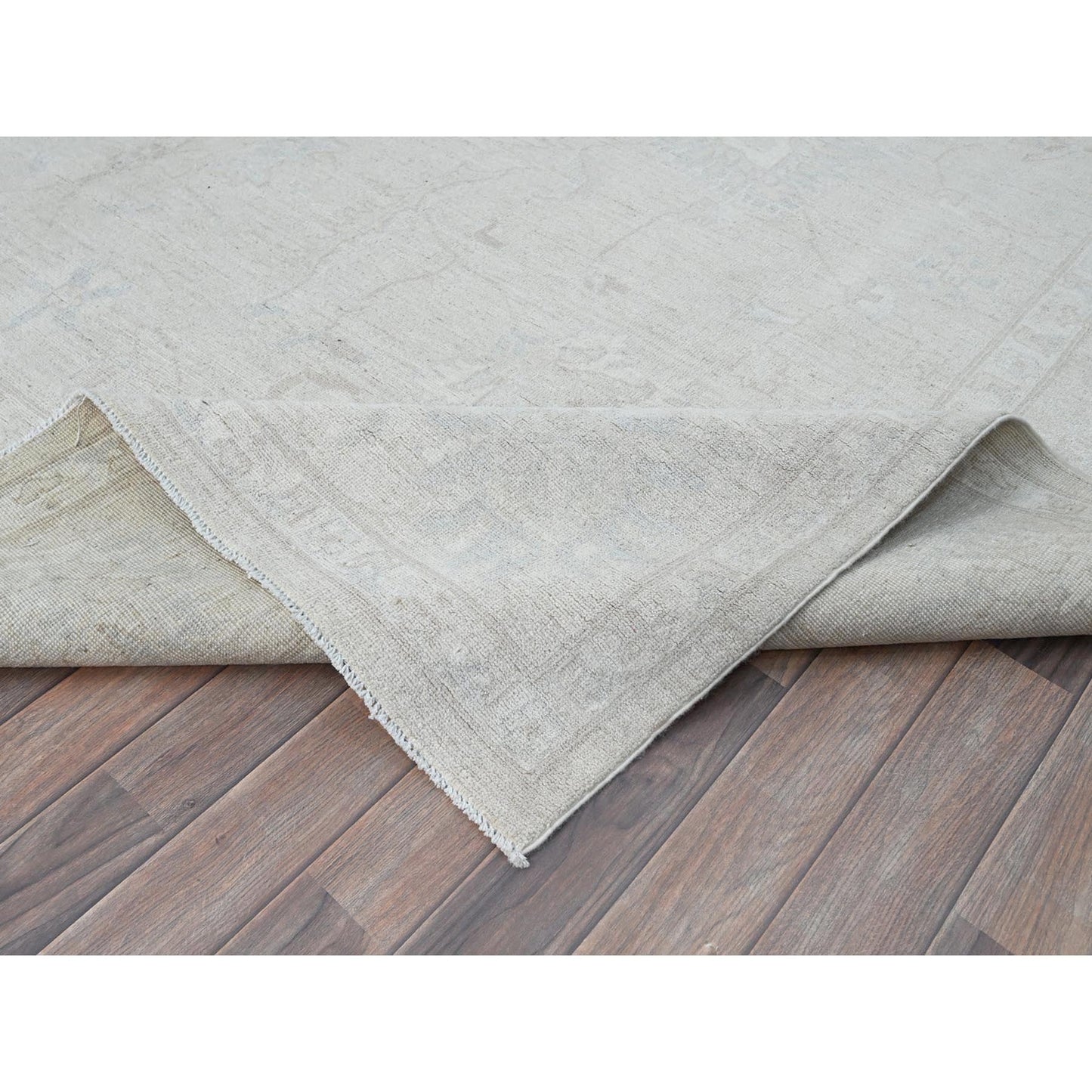 9'10"X13'10" Snow Cap White Hand Knotted Wool Peshawar Oriental Rug