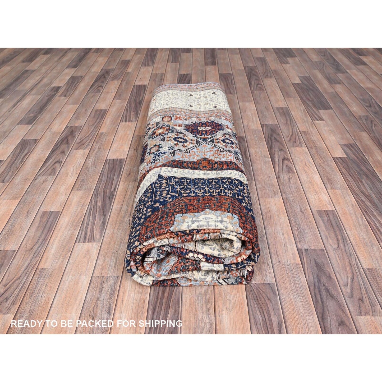 8'10"X12' Red Natural Wool Mamluk Design Hand Knotted Oriental Rug