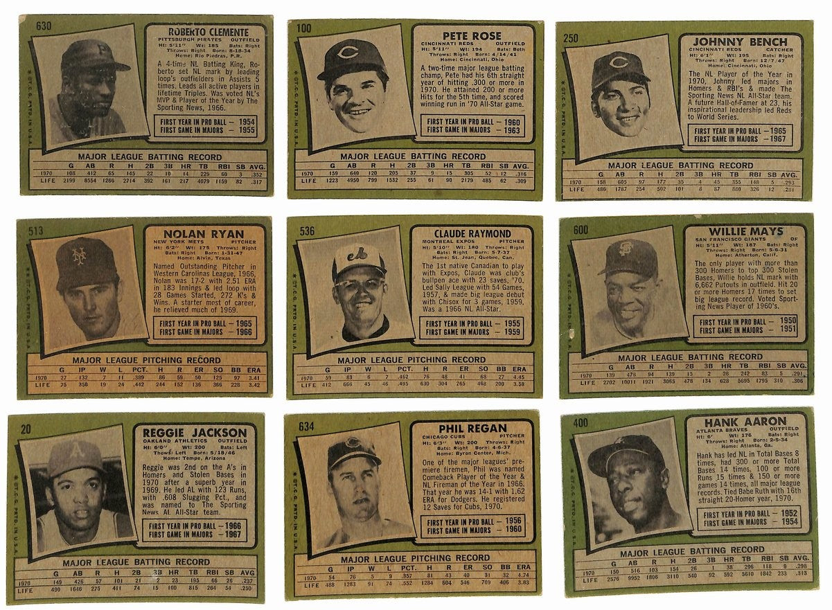 1971 Topps Baseball Card Complete Set (1-752)