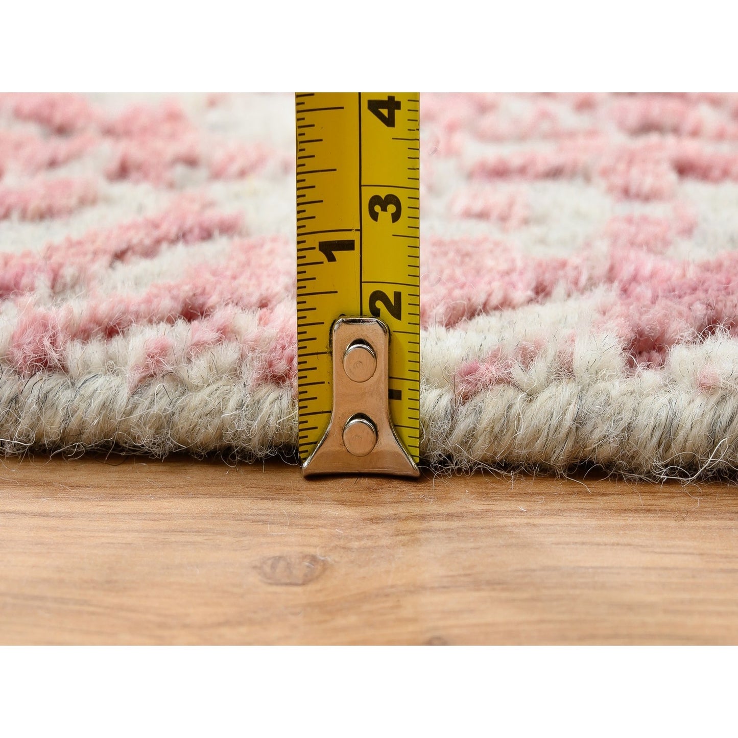 9'X11'10" Pink Jacquard Hand Loomed All Over Design Wool And Silk Rug