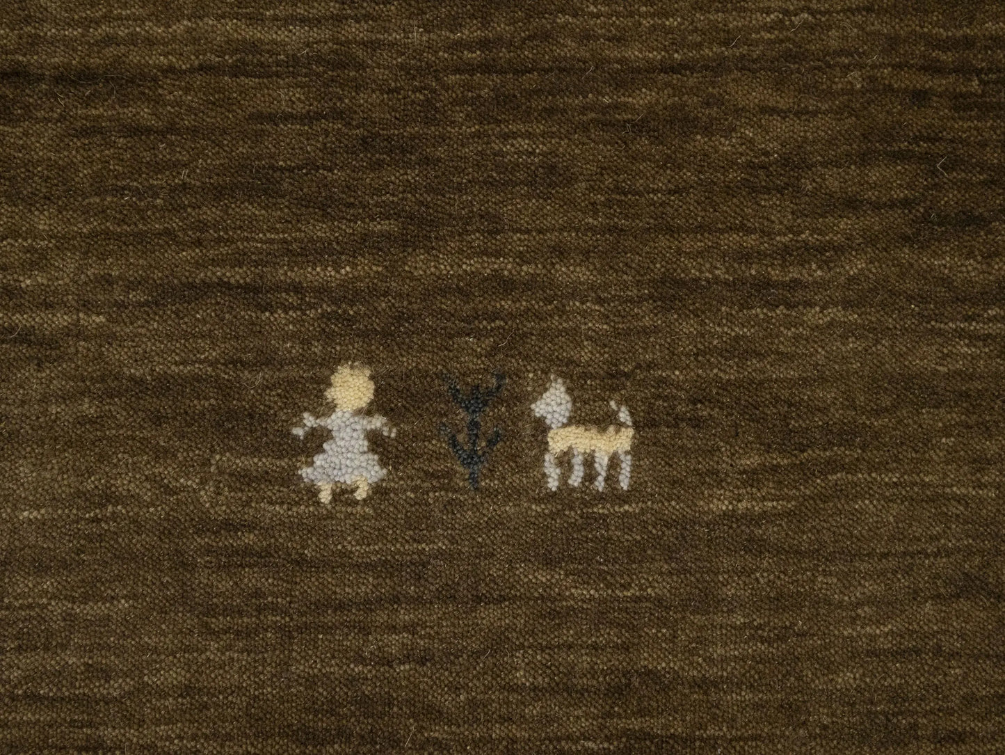 Modern Gabbeh Wool Area Rug Brown Tribal Design