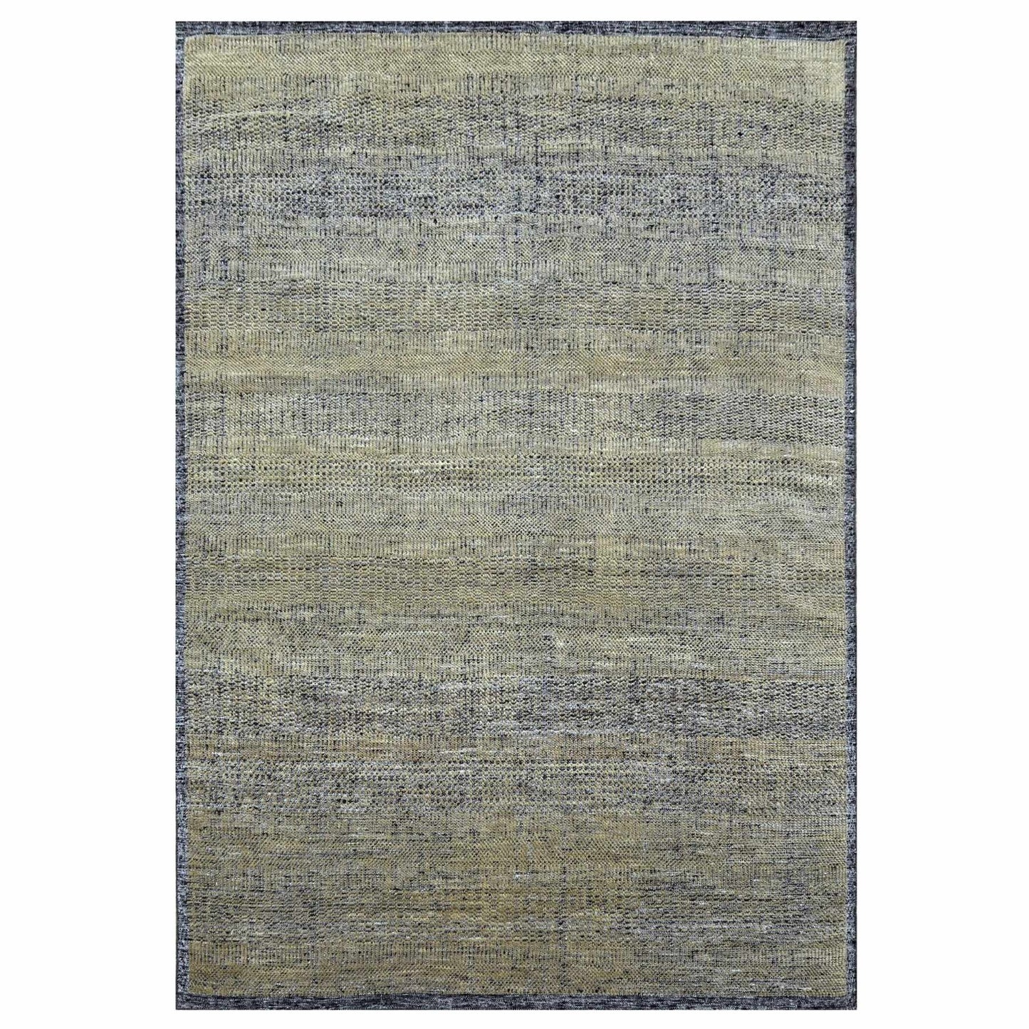 10'X14' Brown & Black Grass Design Hand Knotted Pure Wool Oriental Rug