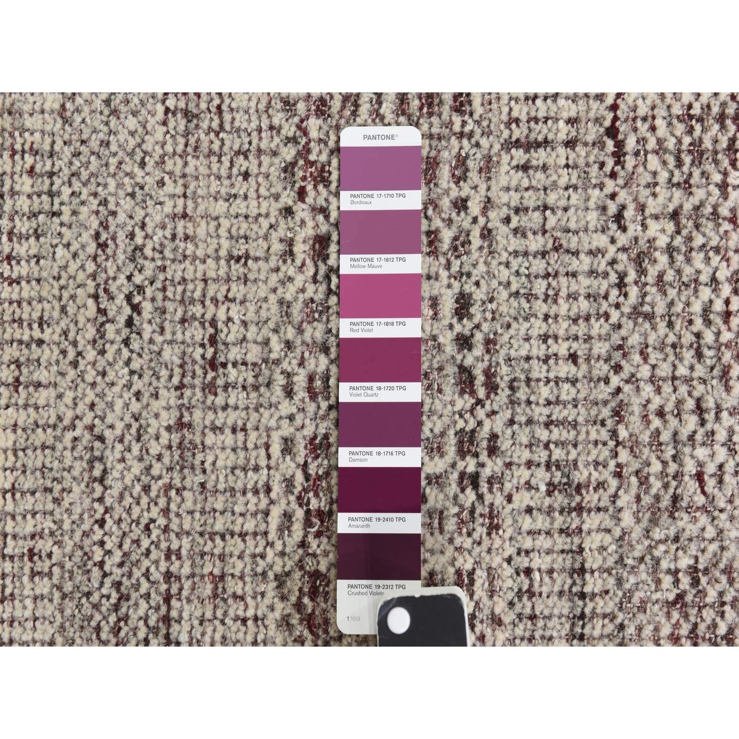 10'X14' Wine Red Plain And Natural Design Oxidized Wool Hand Knotted Rug