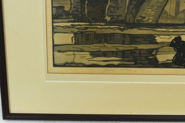 Frank William Brangwyn Woodblock Print Old Bridge