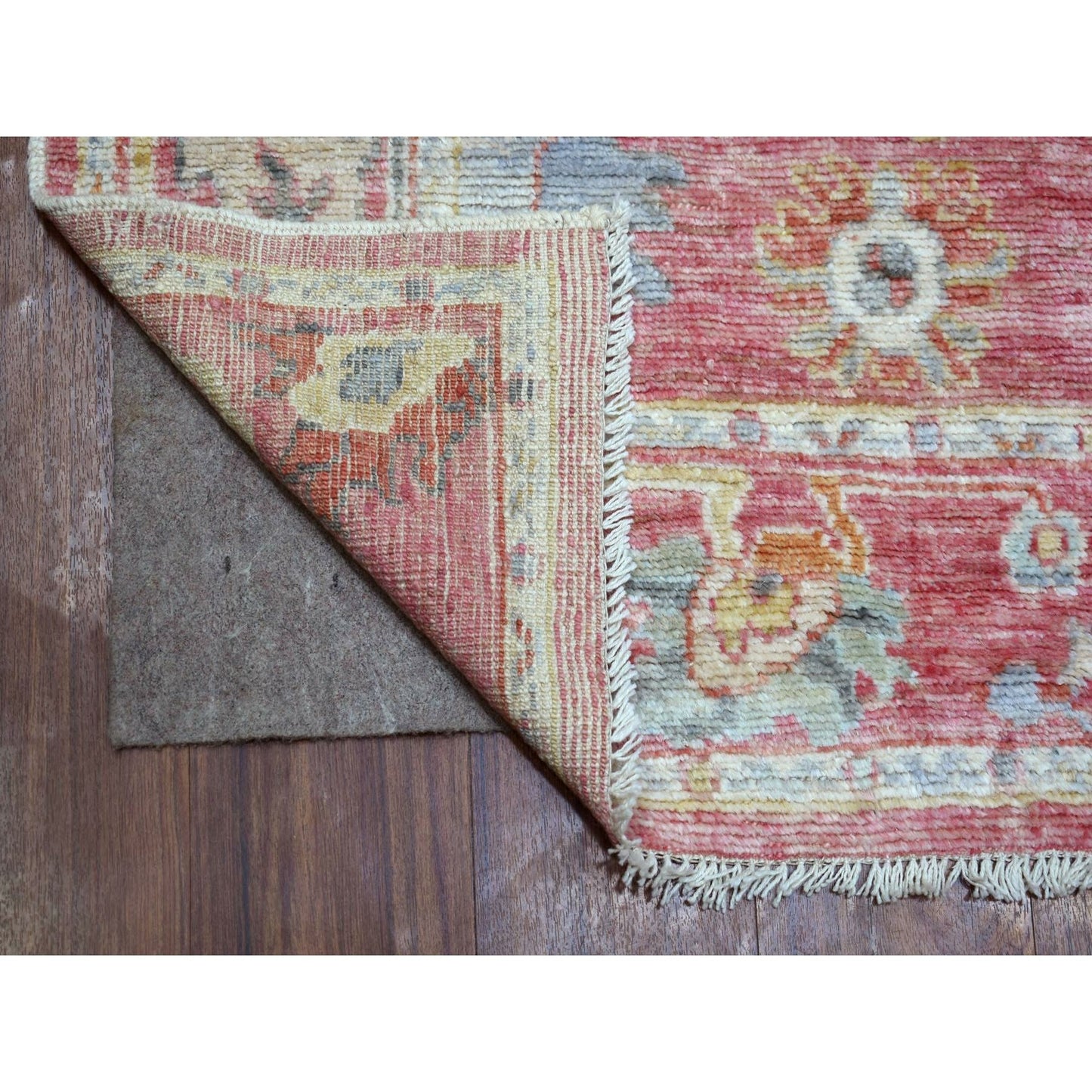 4'X11'10" Red Hand Knotted Afghan Angora Oushak Wool Oriental Rug