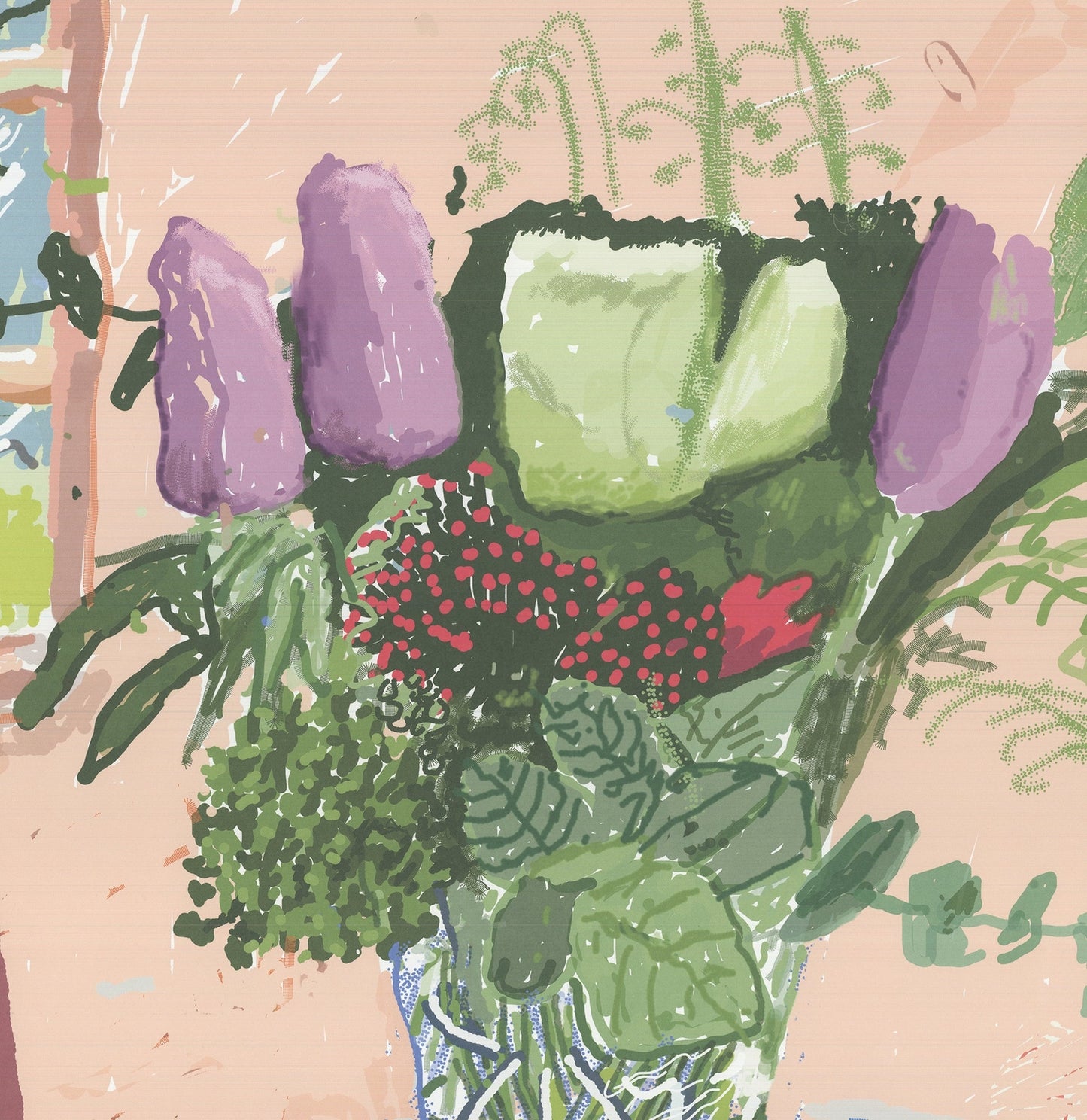 David Hockney For Louisiana " Giclee Pop Art Green, Blue, Purp