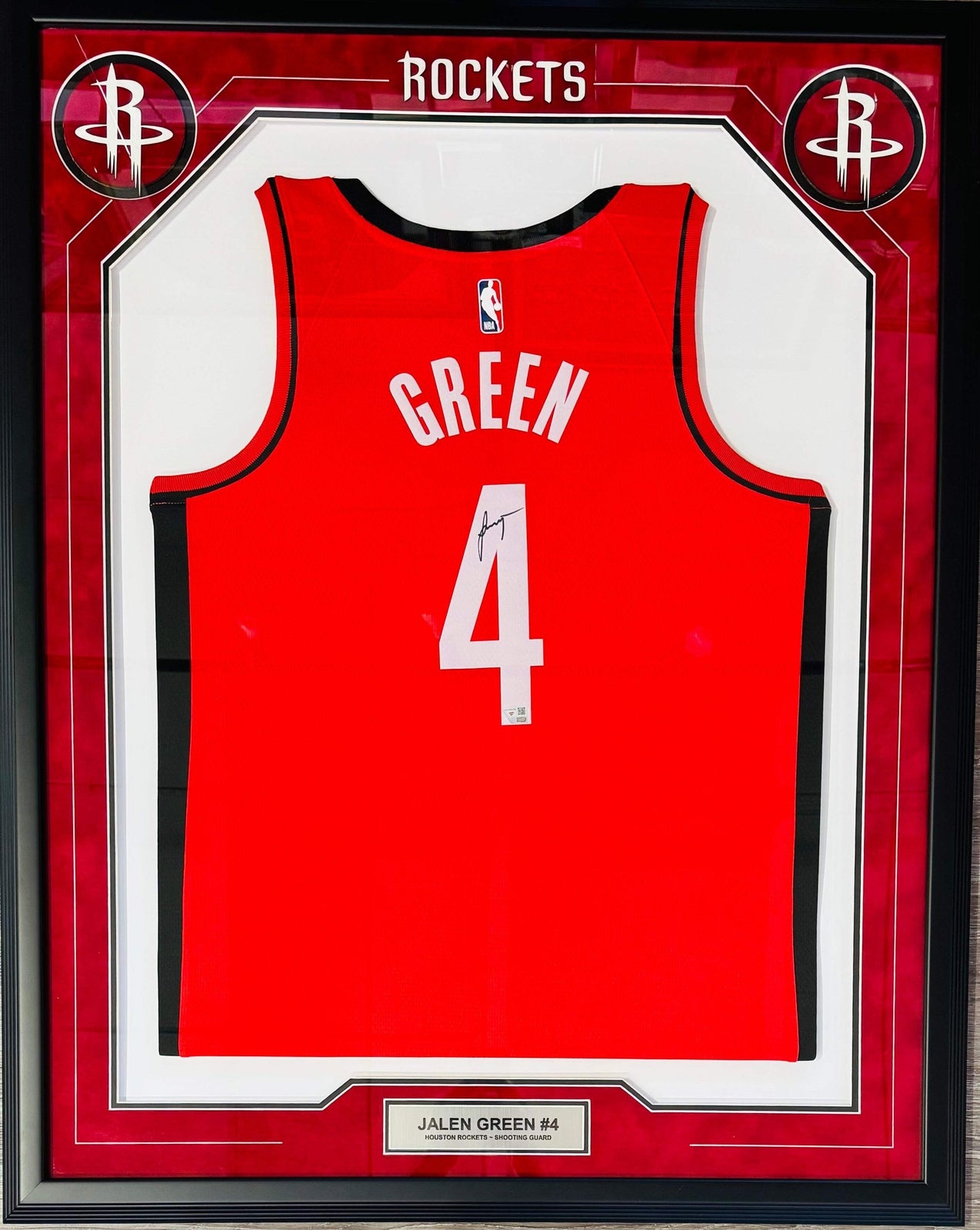 Jalen Green Autographed Framed Rockets Jersey