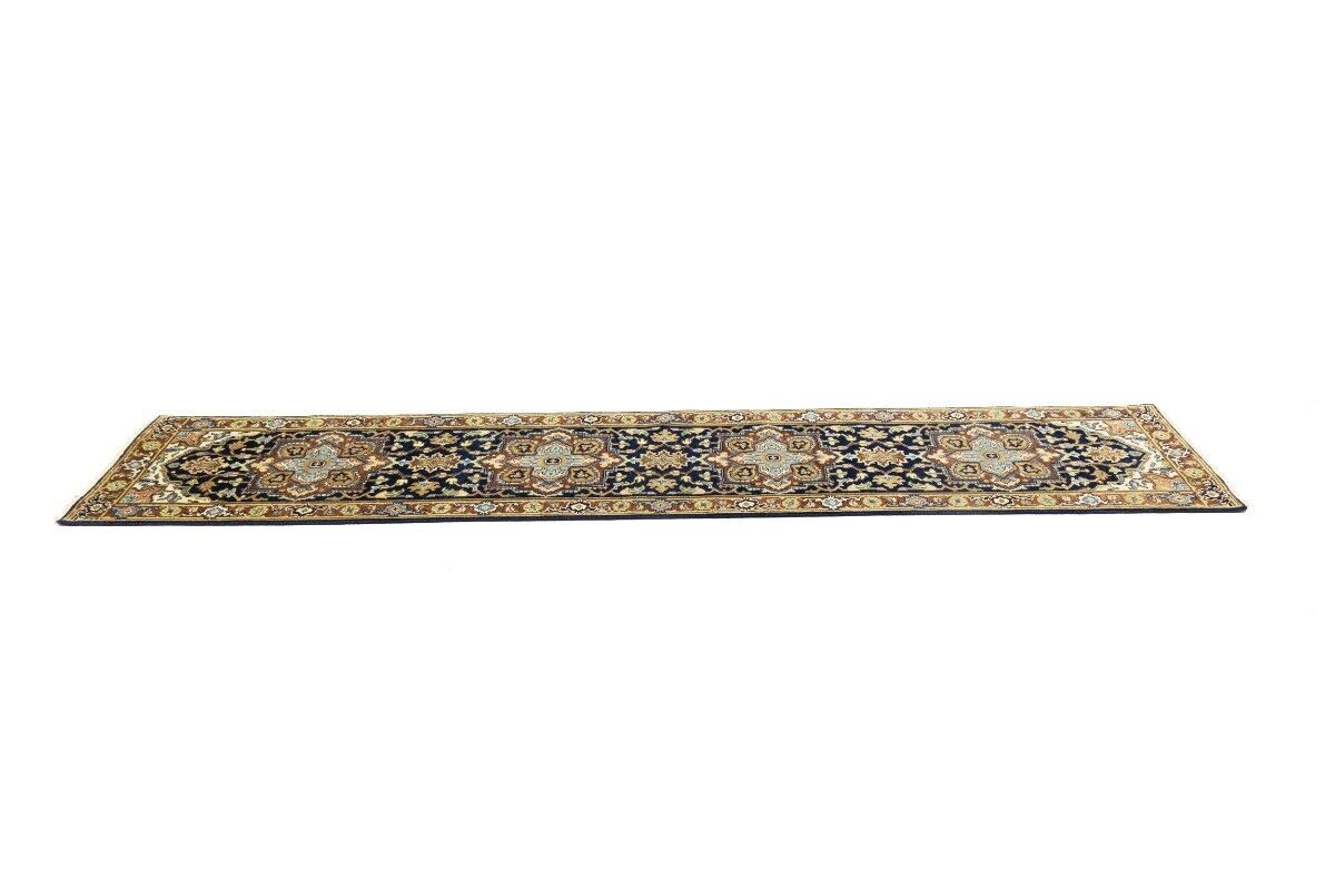 Handmade Heriz Serapi Runner Rug Geometric