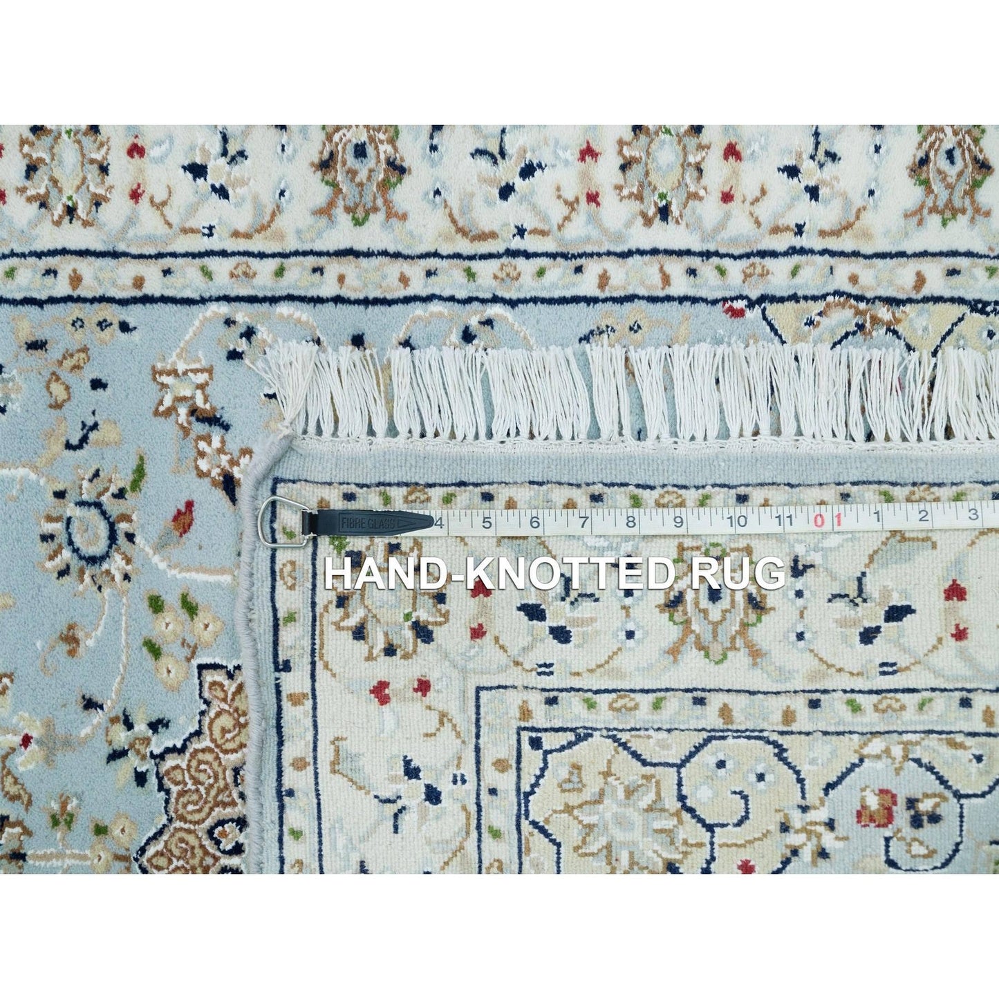 2'9"X14' Beau Blue Nain Design 250 Kpsi Wool Hand Knotted Xl Runner Rug