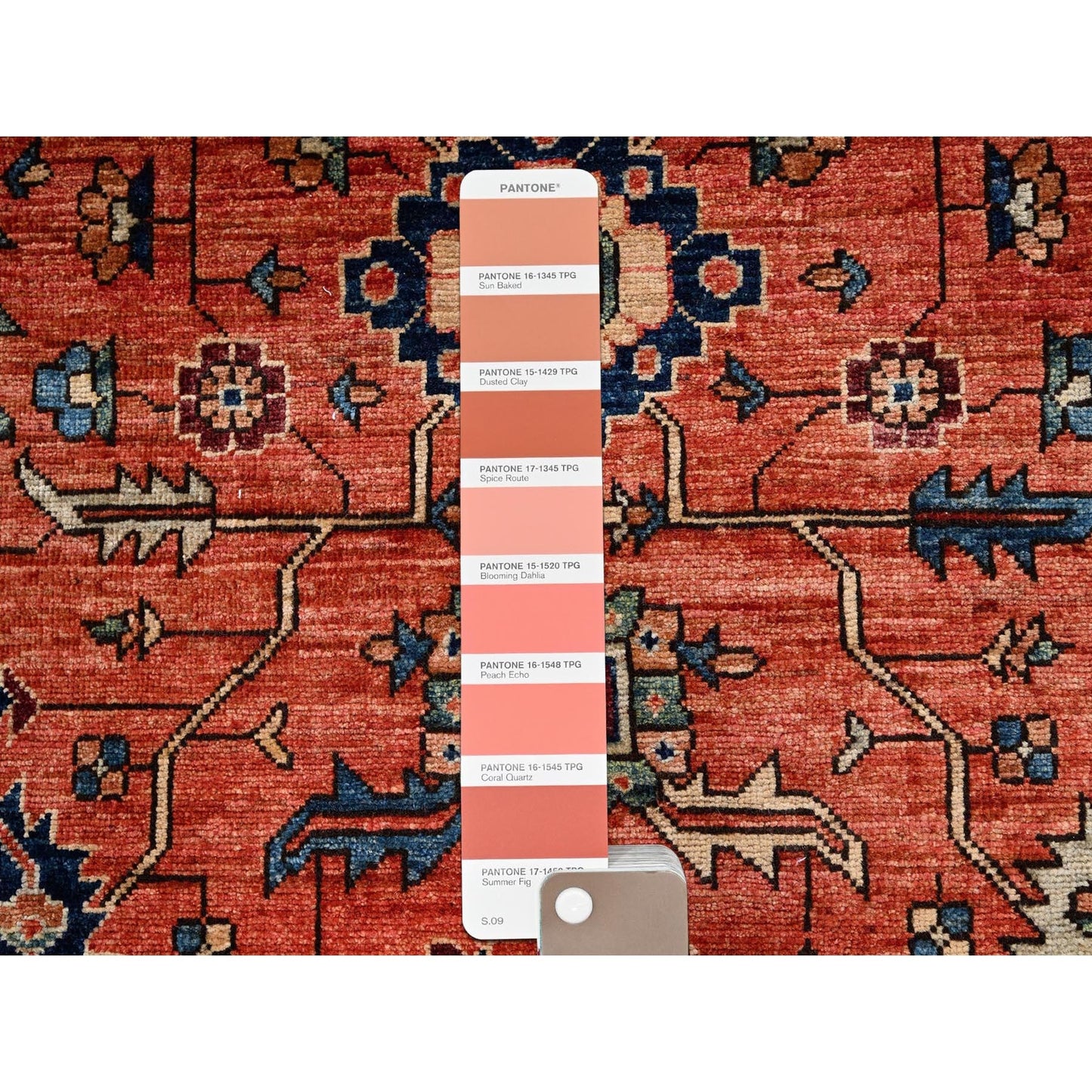4'2"X8'4" Red Heris All Over Design Soft Wool Hand Knotted Runner Rug