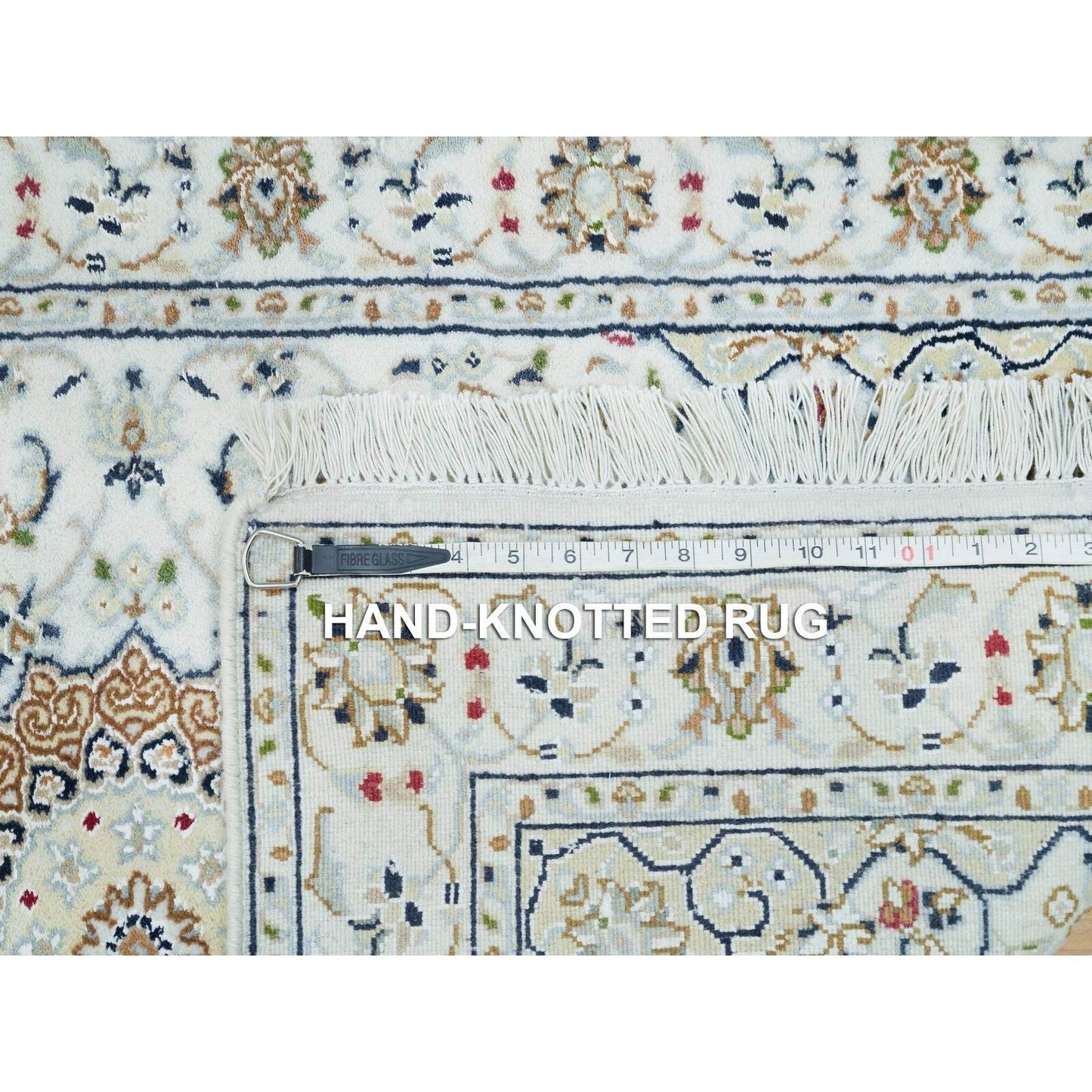 2'6"X22'9" White Hand Knotted Nain Design 250 Kpsi Wool Xl Runner Rug