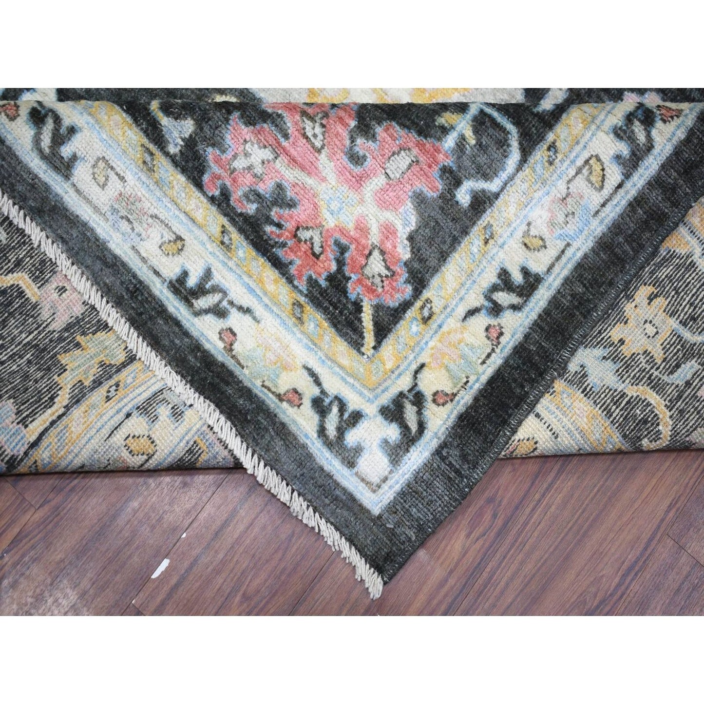 11'9"X17'7" Black Afghan Angora Oushak Wool Hand Knotted Oversized Rug