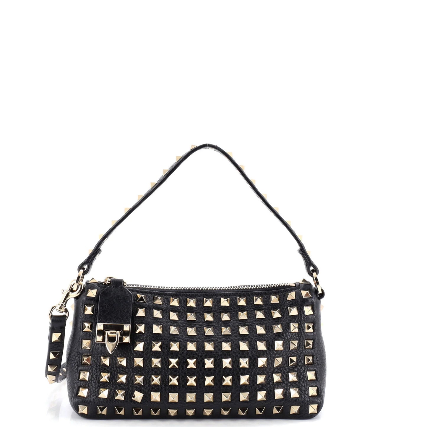 Valentino Garavani Rockstud Flip Lock Zipped Handle Crossbody Bag Grainy Leather