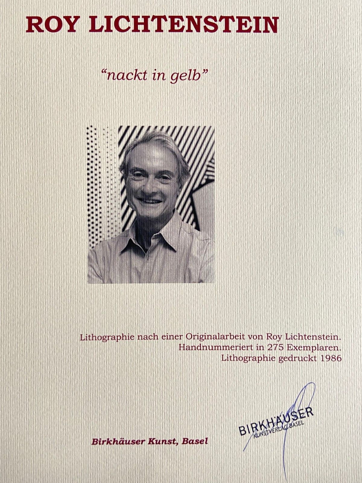 Roy Lichtenstein Lithograph Coa Original Signed Op Numbered (Jim Dine)