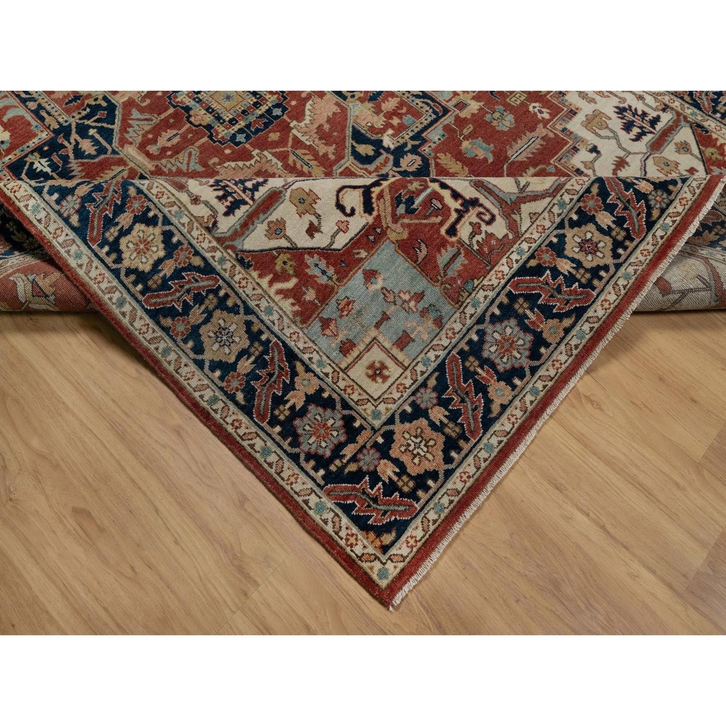 6'3"X9'1" Red Antiqued Heris Recreation Hand Knotted New Zealand Wool Rug