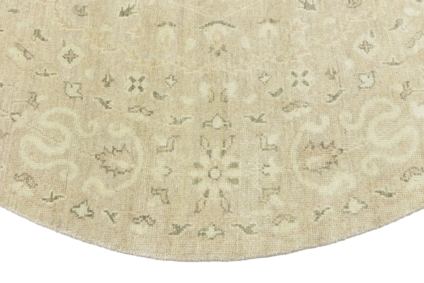 Handmade Transitional Round Oriental Rug Floral