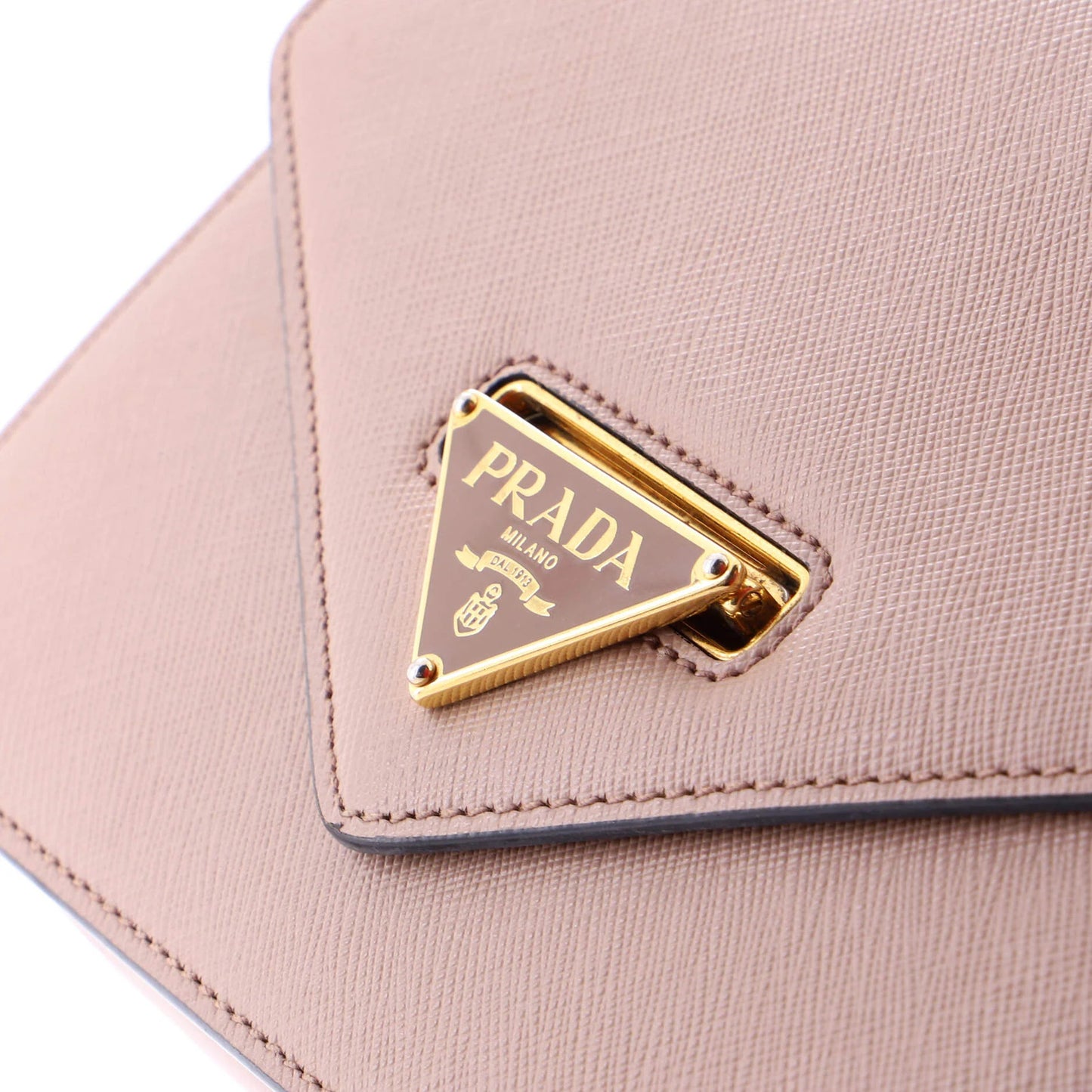 Prada Envelope Flap Chain Shoulder Bag Saffiano Leather Small