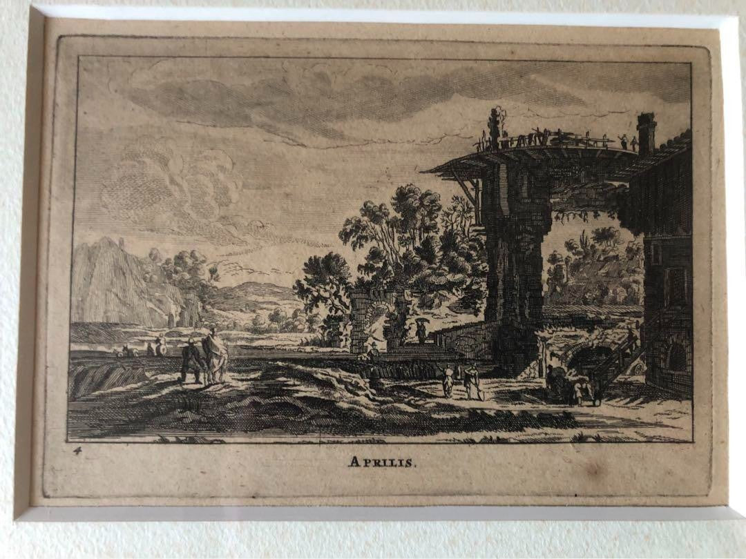 Gabriel Perelle 17Th C Engravings Set Of 4 Months Etchings Frans De Witt France