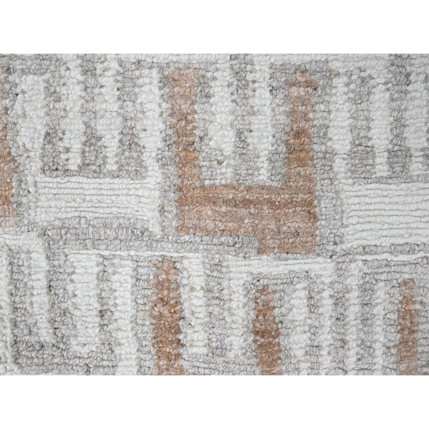 9'3"X11'9" Ivory Minimalist Design Flat Weave Hand Knotted Pure Wool Rug