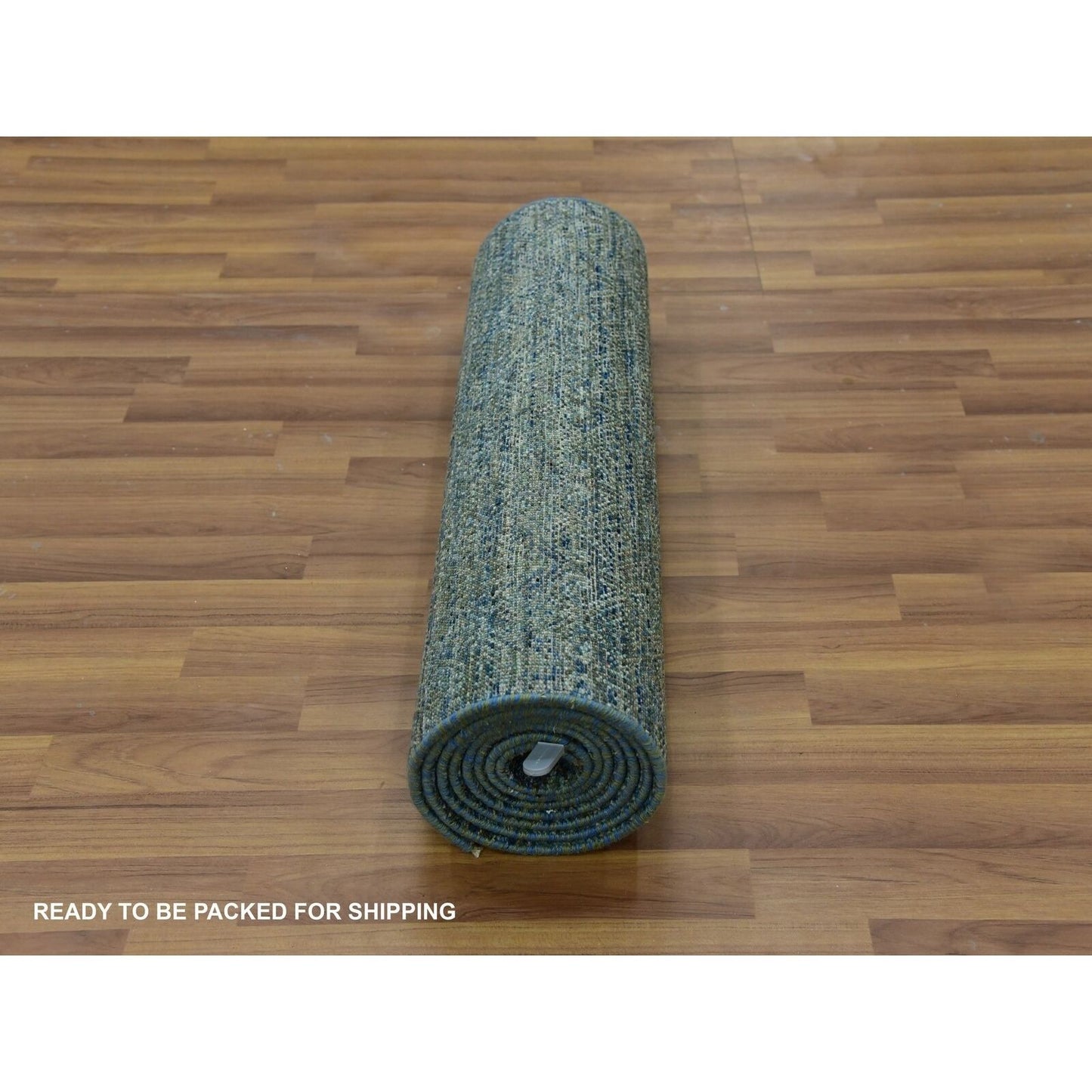 2'6"X10'1" Green Hand Knotted Kohinoor Herrita 100% Wool Oriental Rug