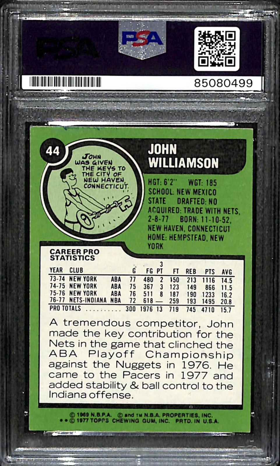 John Williamson Signed 1977 Topps Card #44