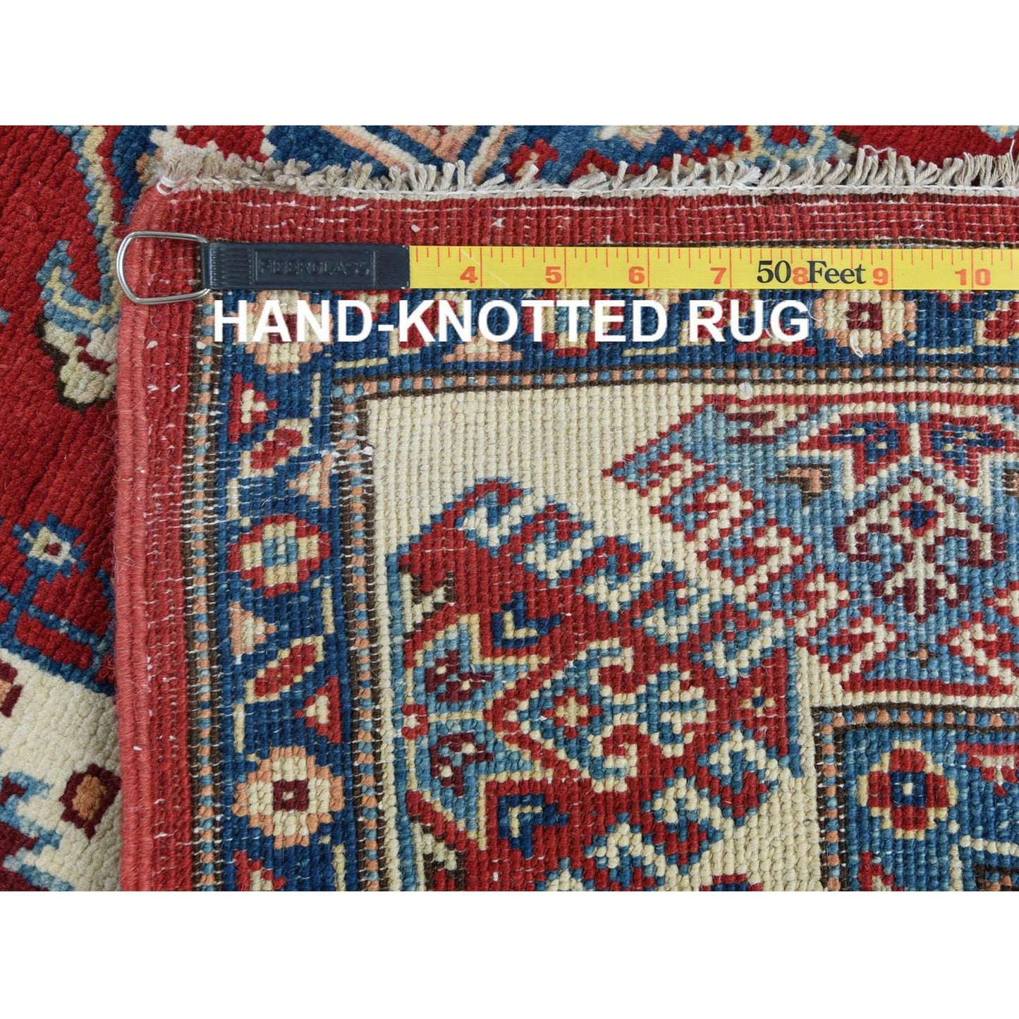 4'X5'9" Red Caucasian Design Special Kazak Hand Knotted Natural Wool Rug