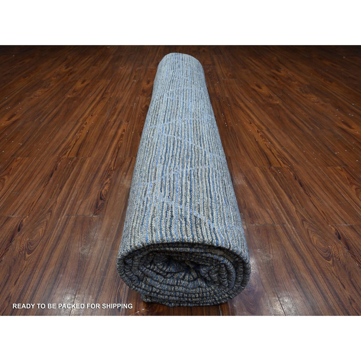12'X18'5" Blue Hand Knotted Moroccan Inspired Wool Oversized Oriental Rug