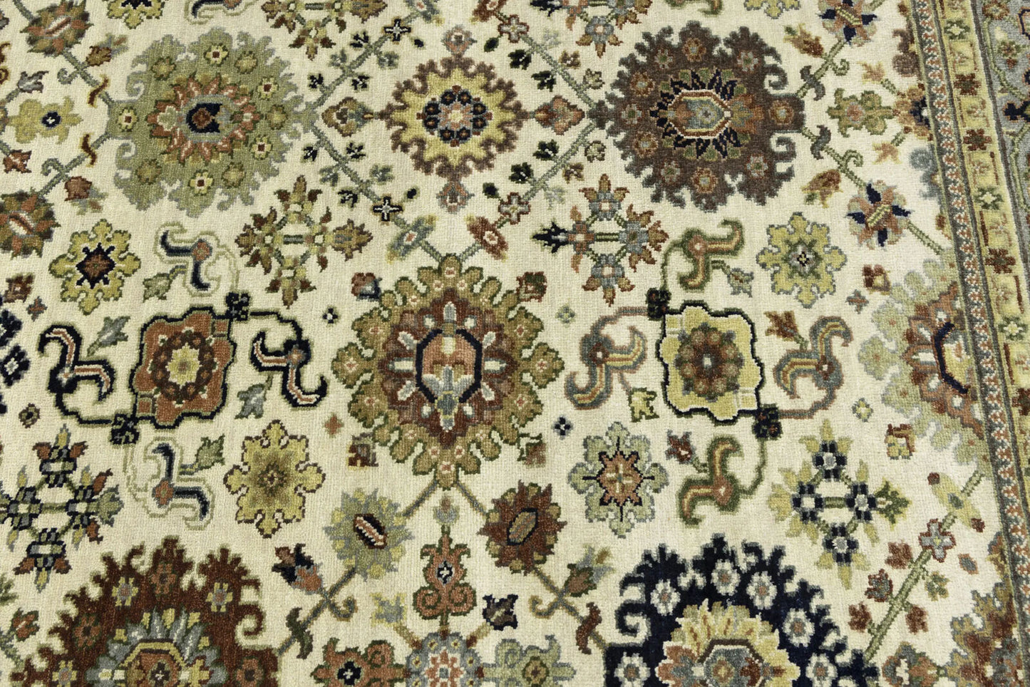 Wool Oriental Rug Geometric Style Carpet Farmho
