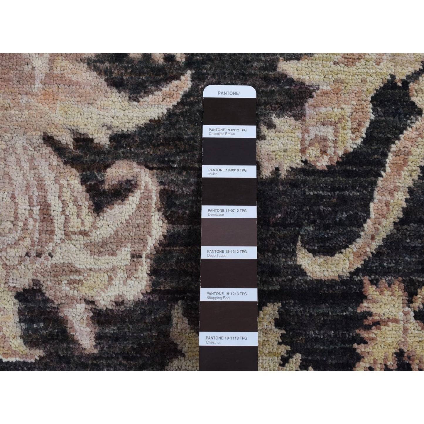 9'1"X12'4" Black Fine Peshawar Design Hand Knotted Pure Wool Rug