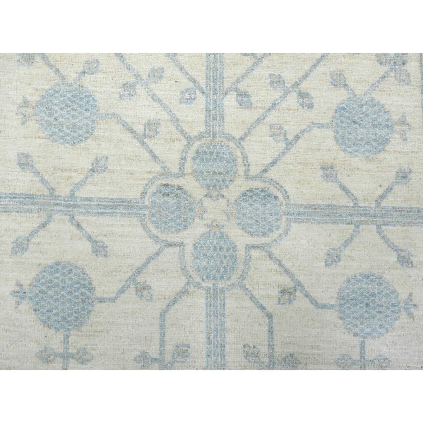 9'X11' Ivory Milk Wash Peshawar, Hand Knotted Pure Wool Natural Dyes, Rug