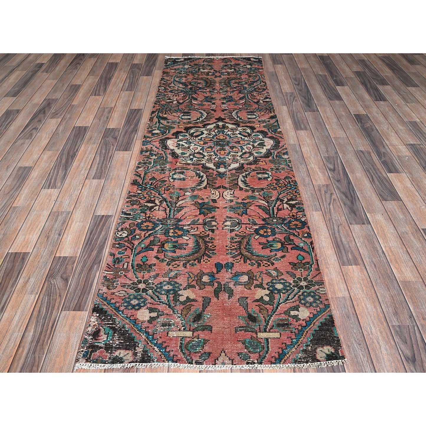 2'8"X8'3" Red Vintage Zoroastrian Hand Knotted Pure Wool Runner Clean Rug