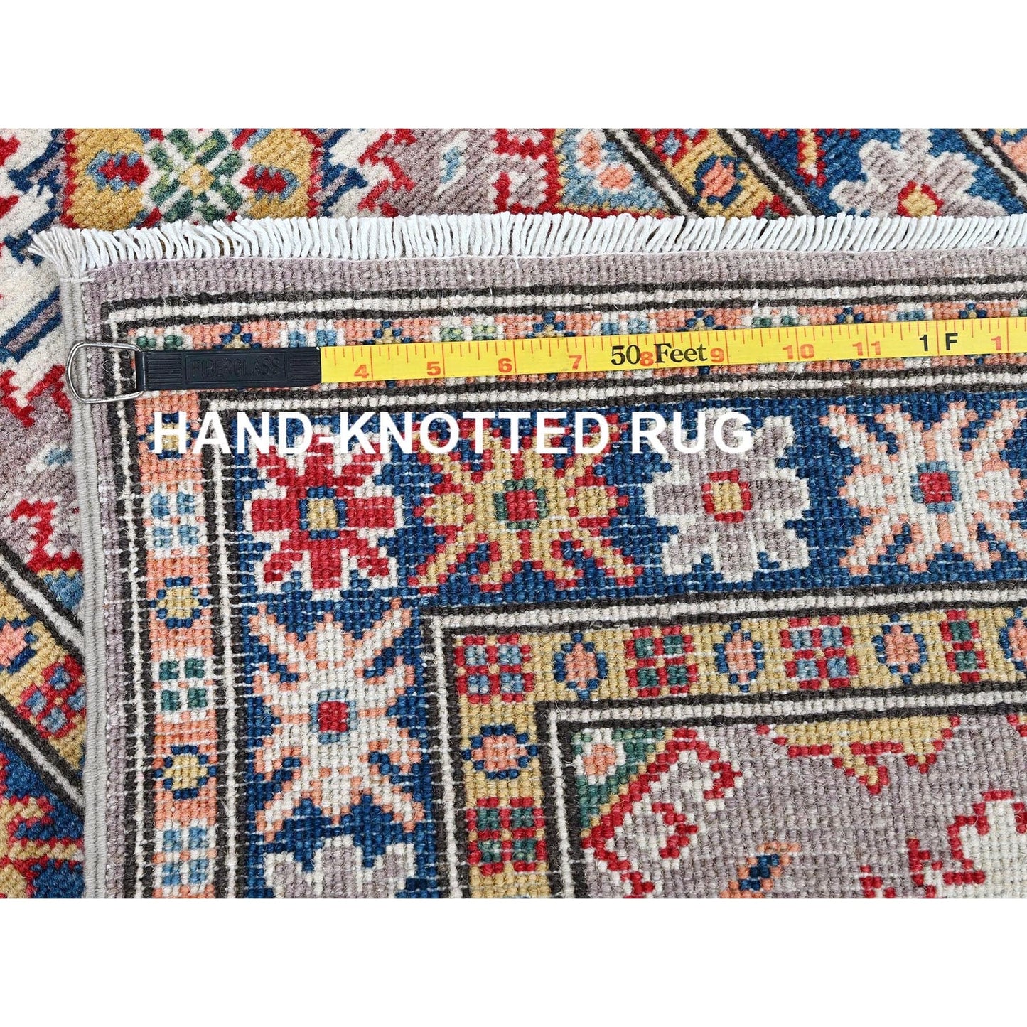 2'X5'9" Brown Kazak With Tribal Design Hand Knotted Soft Wool Runner Rug
