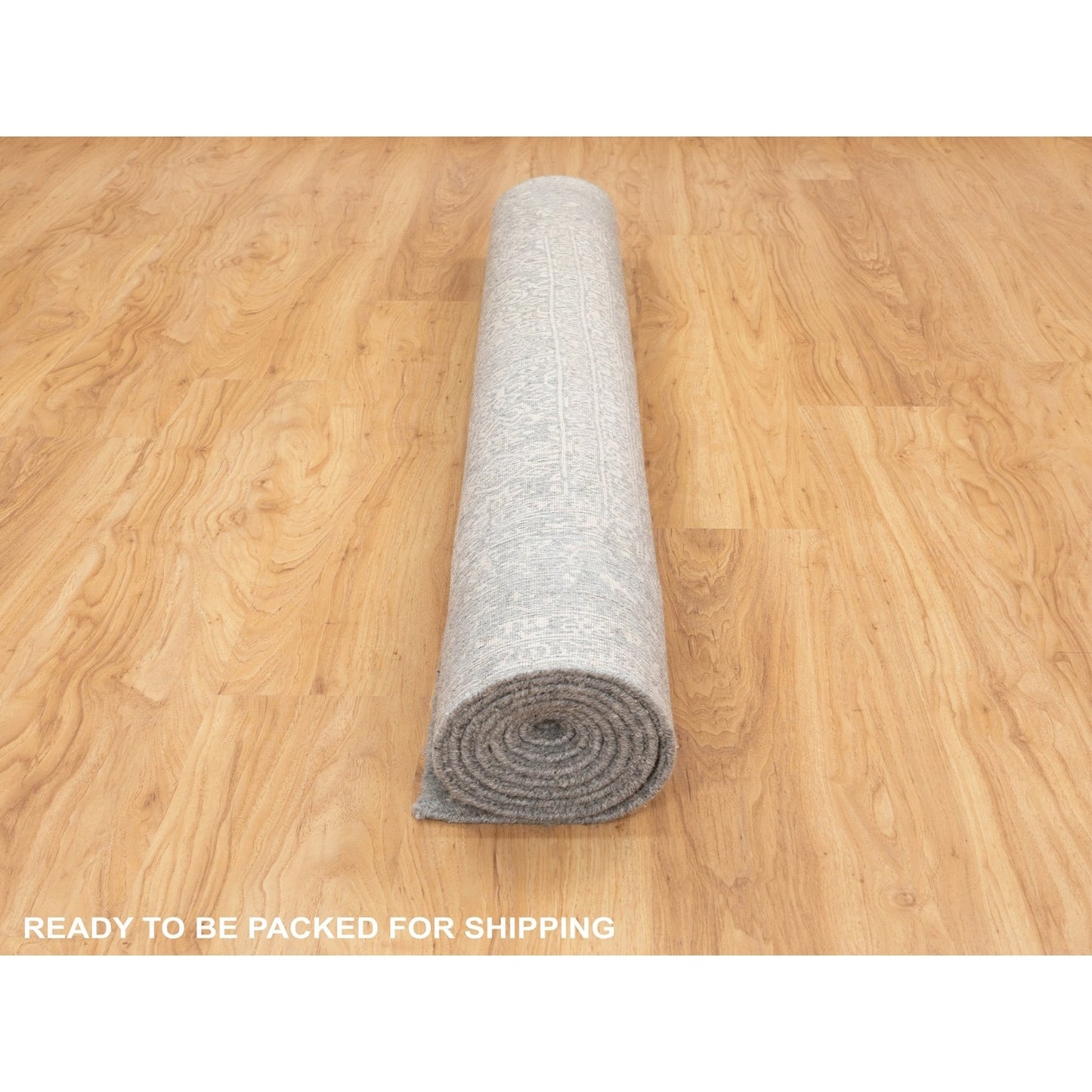 5'10"X9'1" Gray Fine Jacquard Hand Loomed Modern Wool And Art Silk Rug