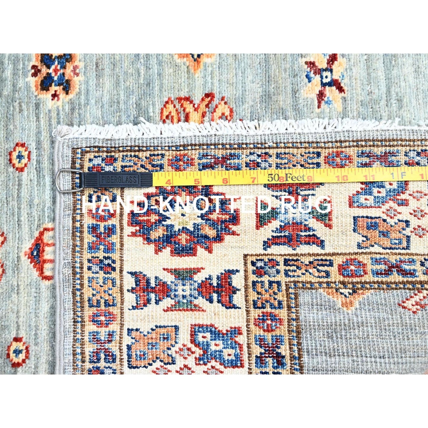 2'9"X15'5" Puritan Gray100% Wool Oriental Afghan Super Kazak Runner Rug