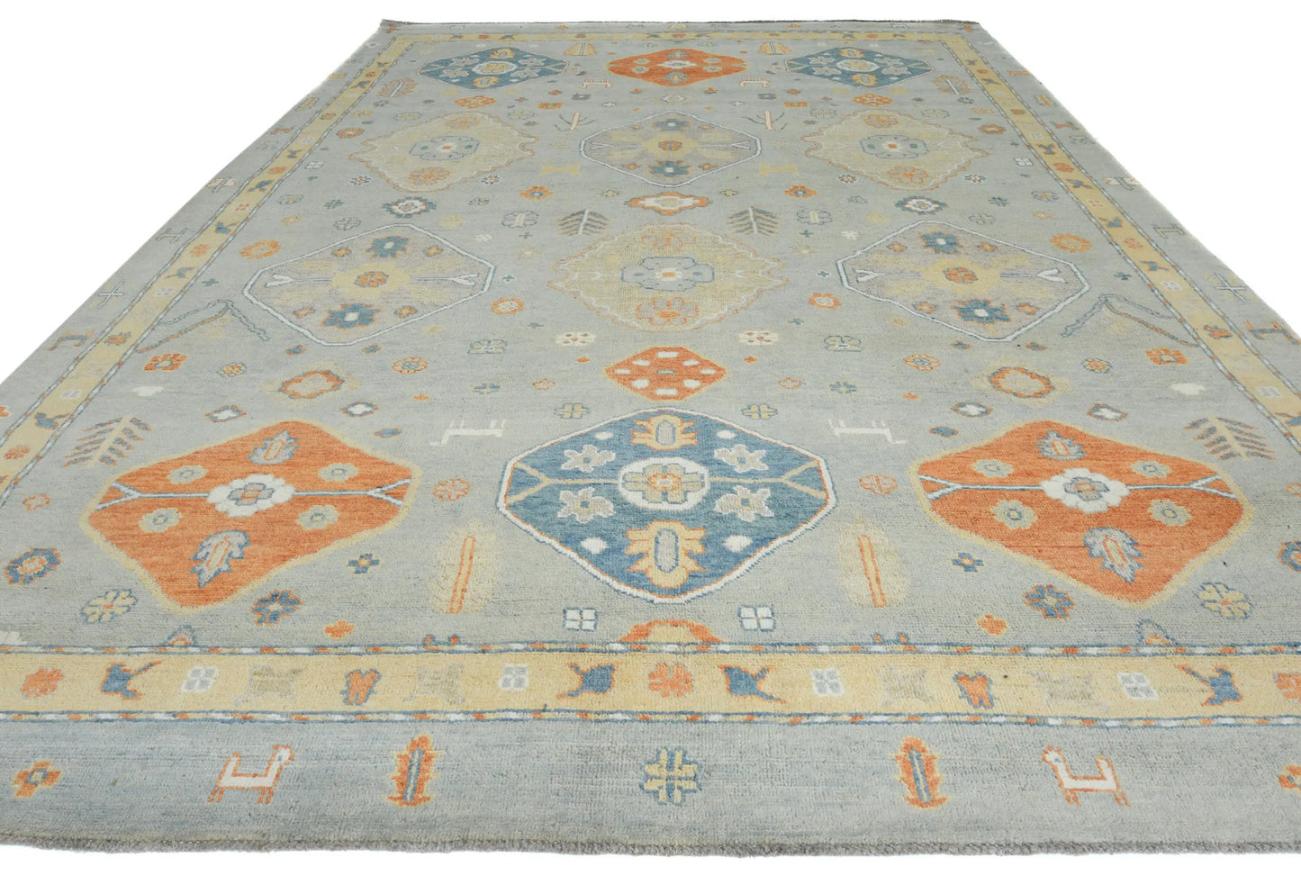 Handmade Oushak Pakistan Rug Muted Colors Floral