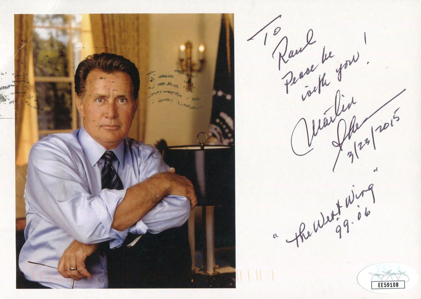 Martin Sheen Autographed 4X6 Card (Jsa)