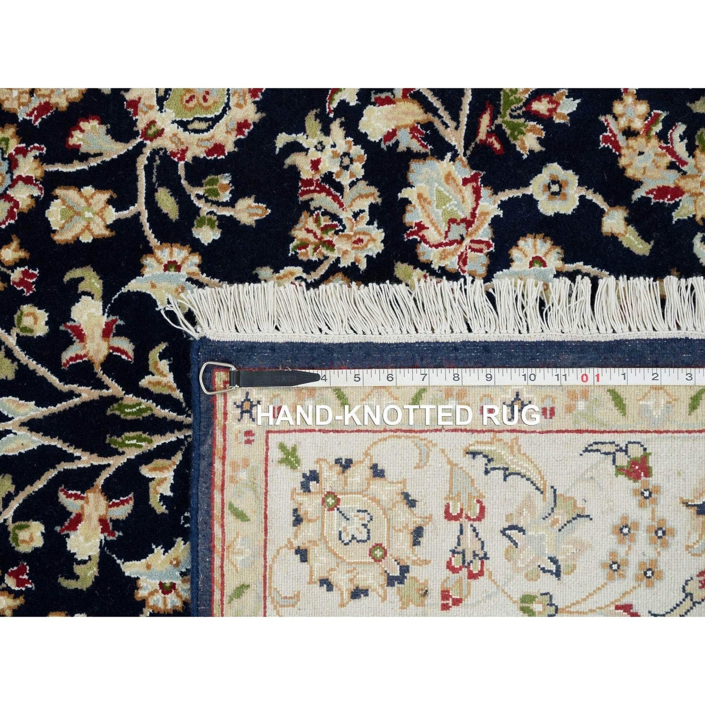 4'8"X6'9" Midnight Blue Nain Design 250 Kpsi Hand Knotted 100% Wool Rug