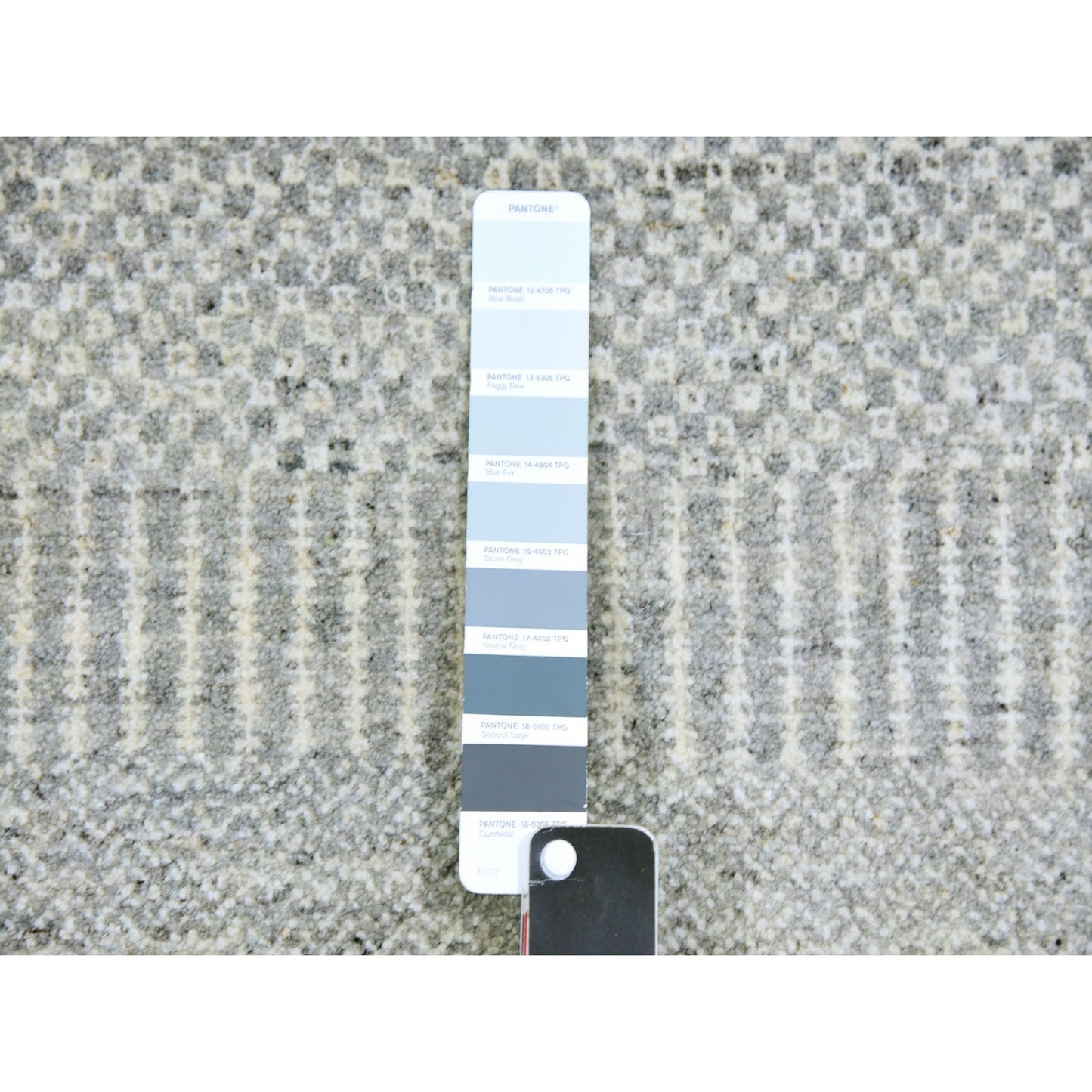 12'X12'4" Olive Gray Grass Design Undyed Wool Hand Knotted Square Rug