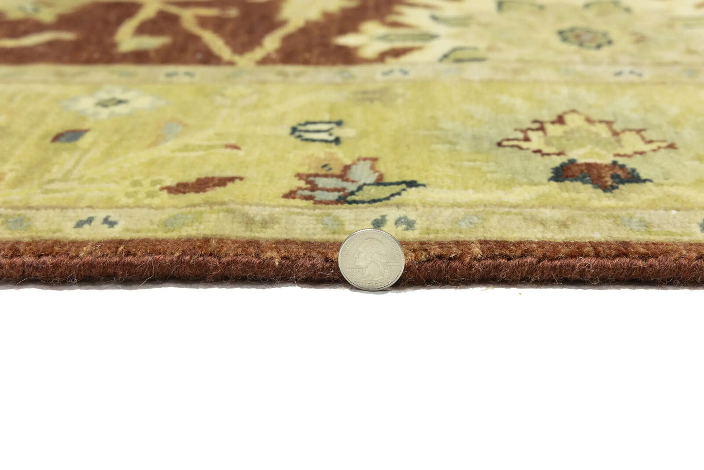 Rust Oushak Chobi Hand-Knotted Wool Rug Floral