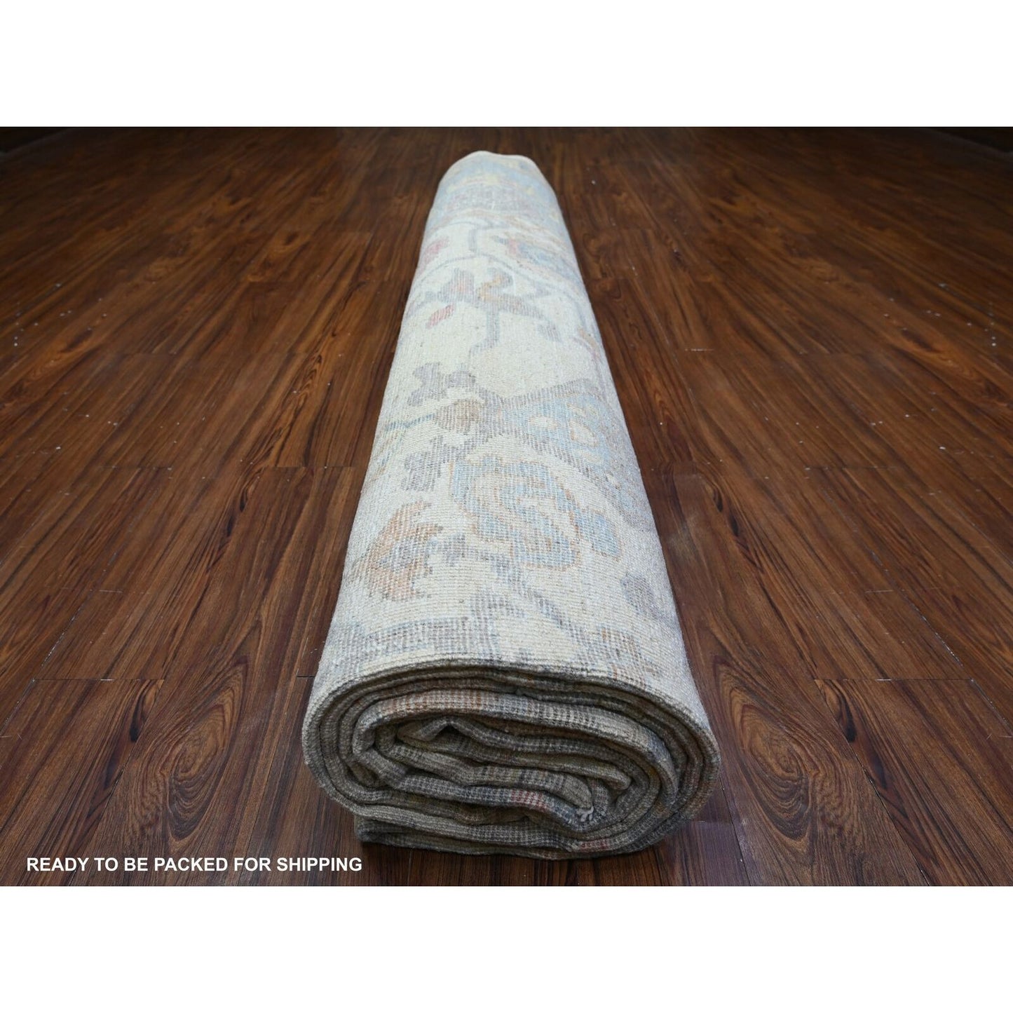 12'2"X16' Ivory Afghan Angora Oushak Hand Knotted Wool Oversized Rug