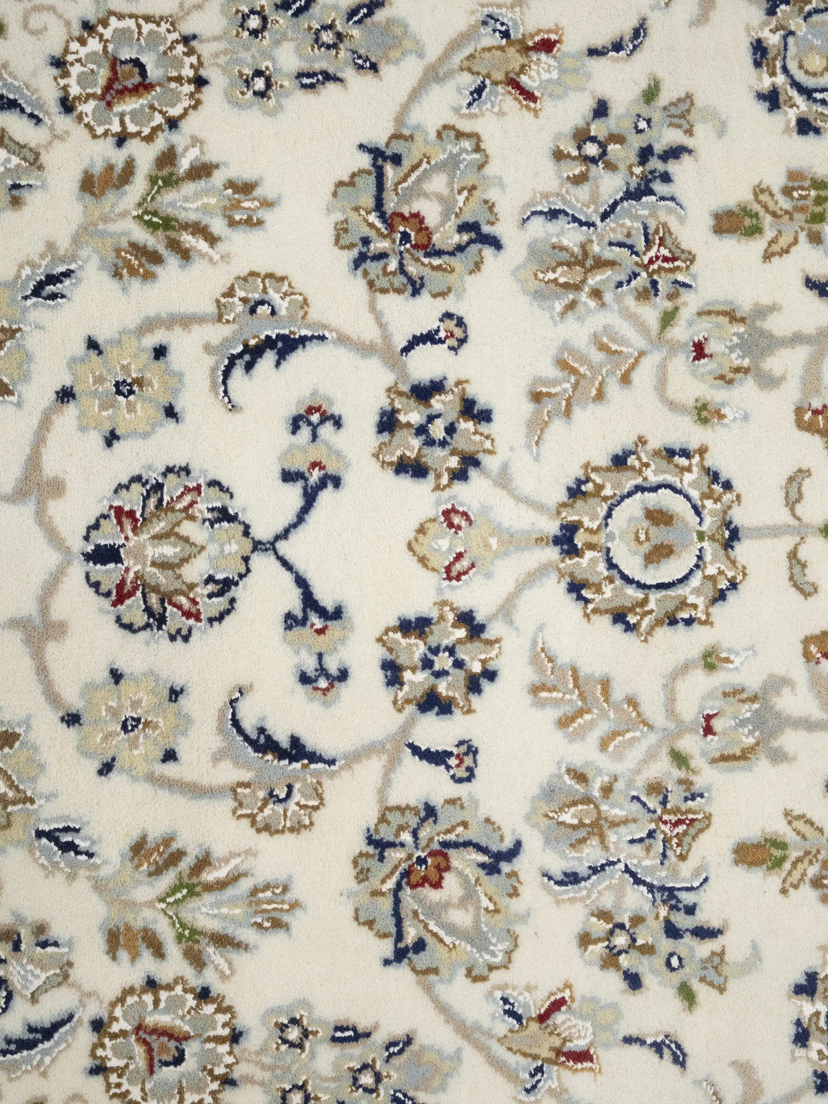 Indo-Nain Cream Floral Medallion Oriental Rug