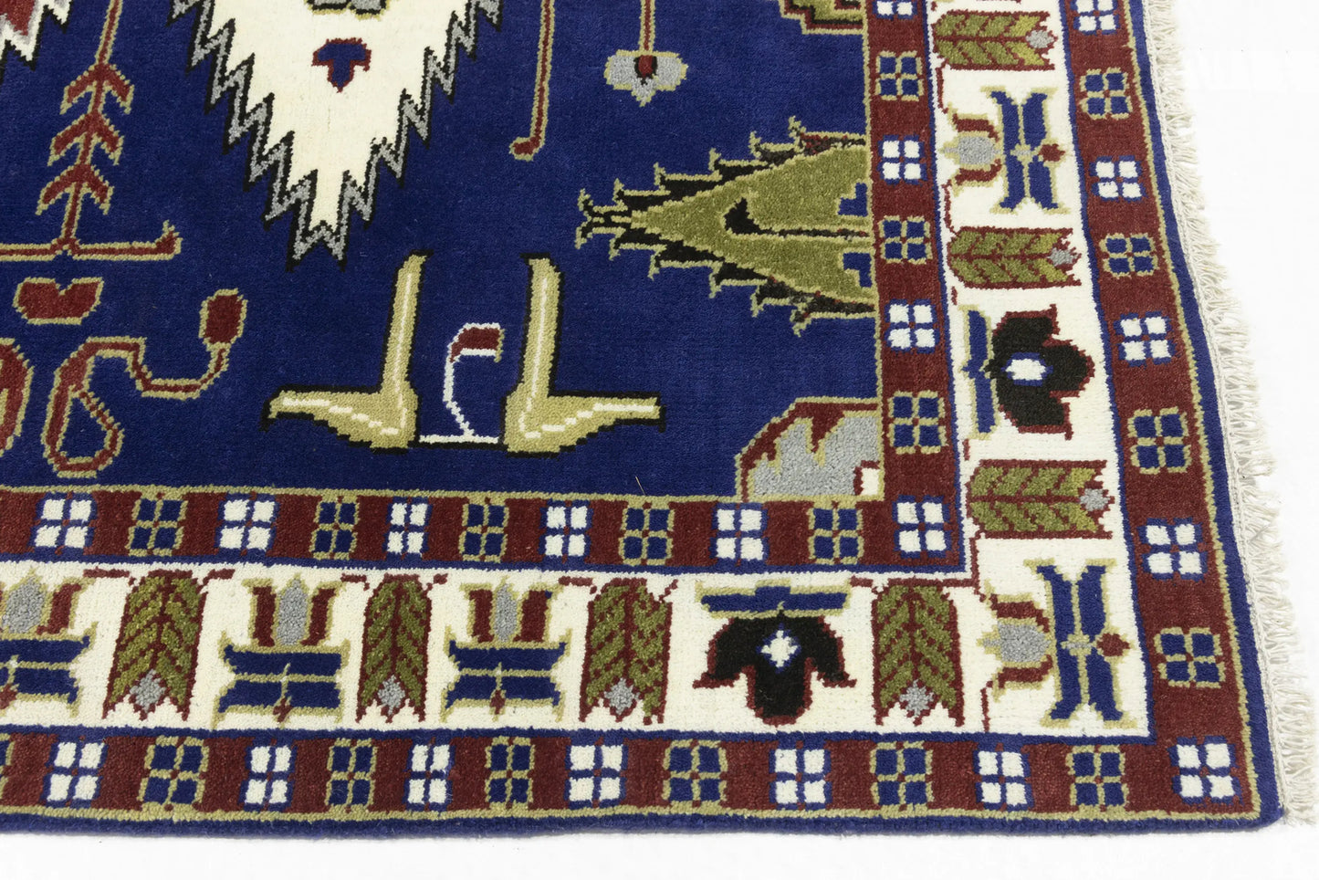 Kazak Oriental Rug Geometric Design Carpet Home