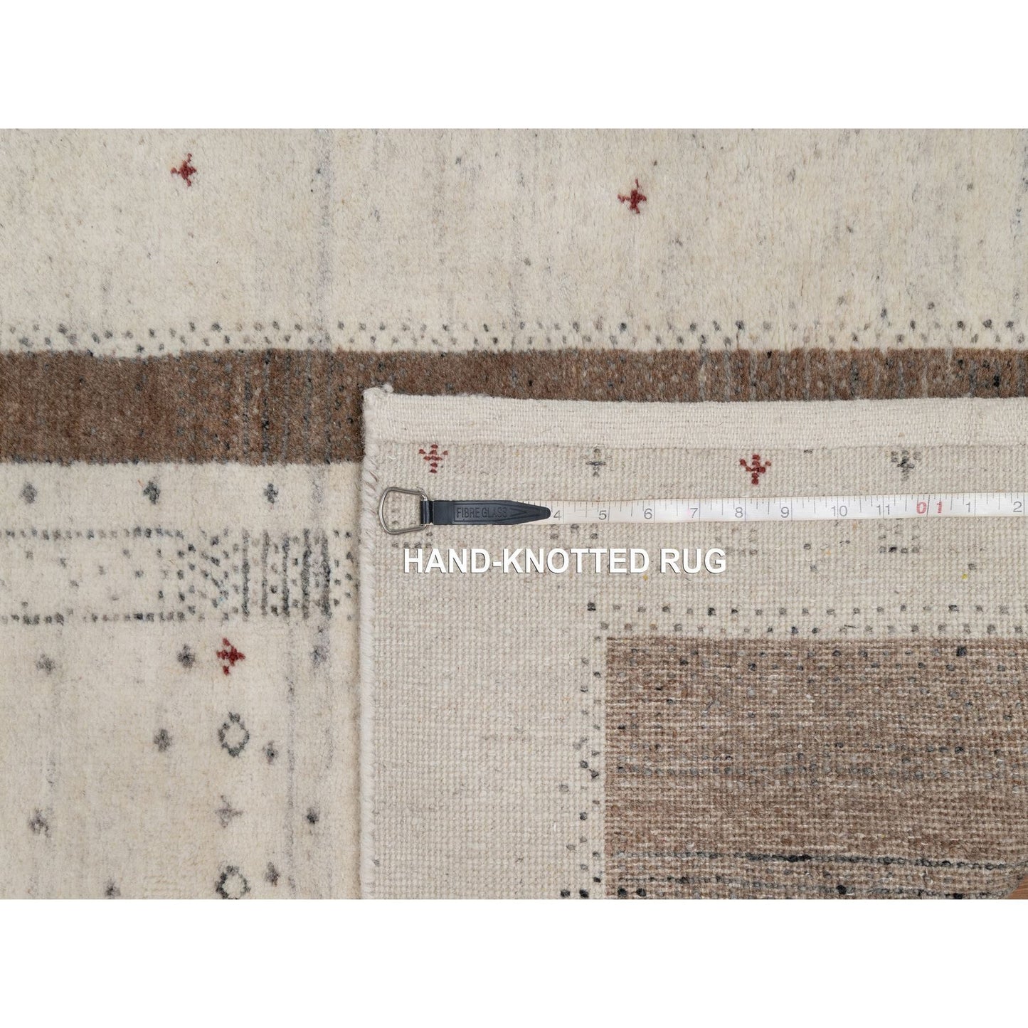 2'7"X6' Ivory Modern Design Soft Wool Hand Knotted Lori Buft Runner Rug