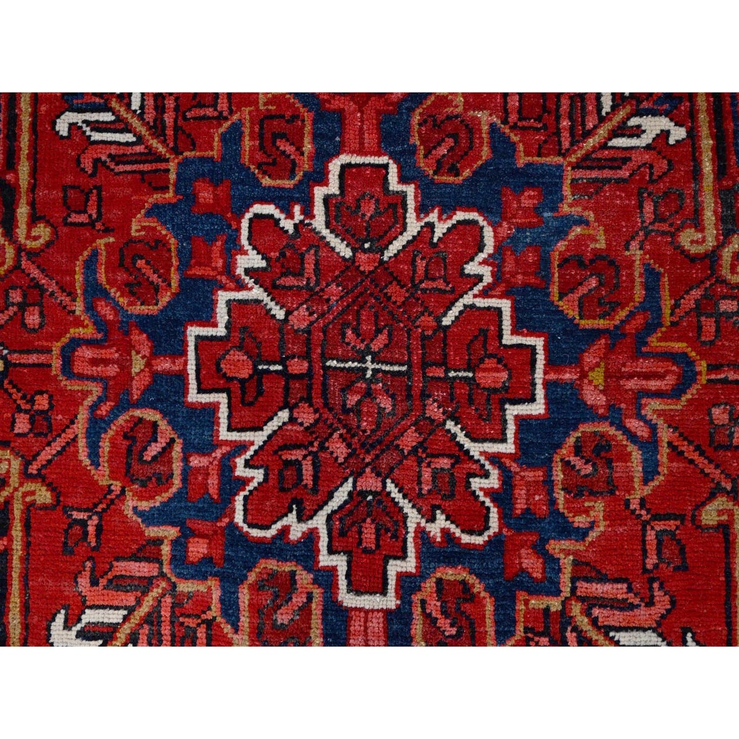 10'X12'8" Red With Asphalt Black Border Vintage Heris Oriental Rug