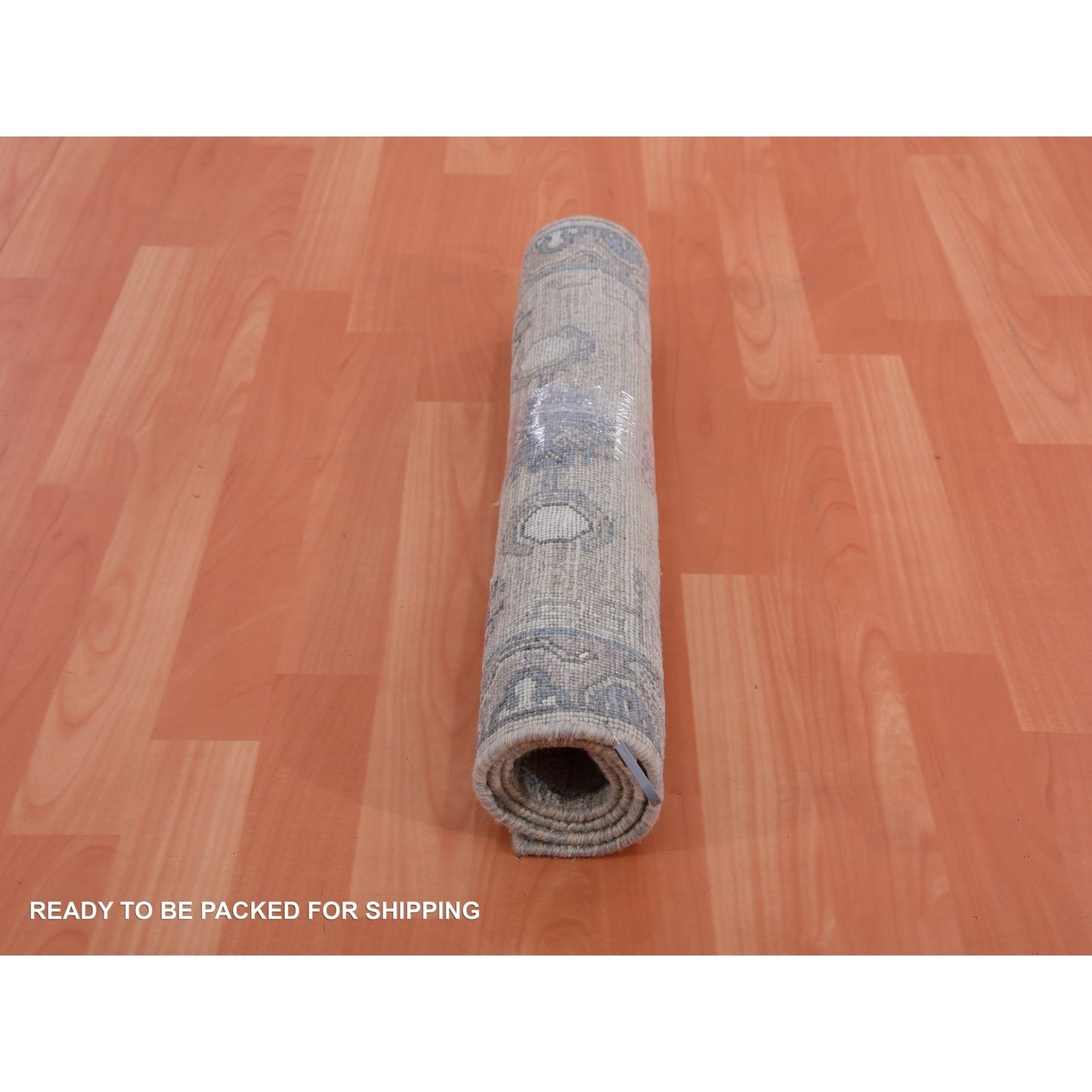 2'X3' Gray Hand Knotted Khotan Design Silk With Textured Wool Mat Rug