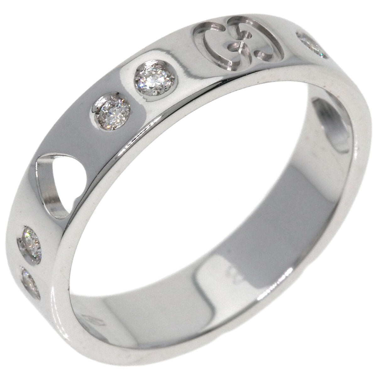 Gucci Ring Amor Heart 10P Diamond #8 K18 White