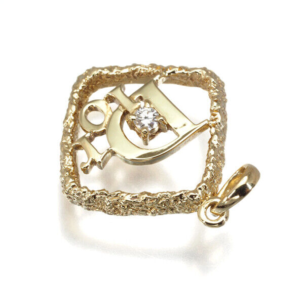 Christian Dior Pendant Diamond Logo 18K 750 Yellow Gold
